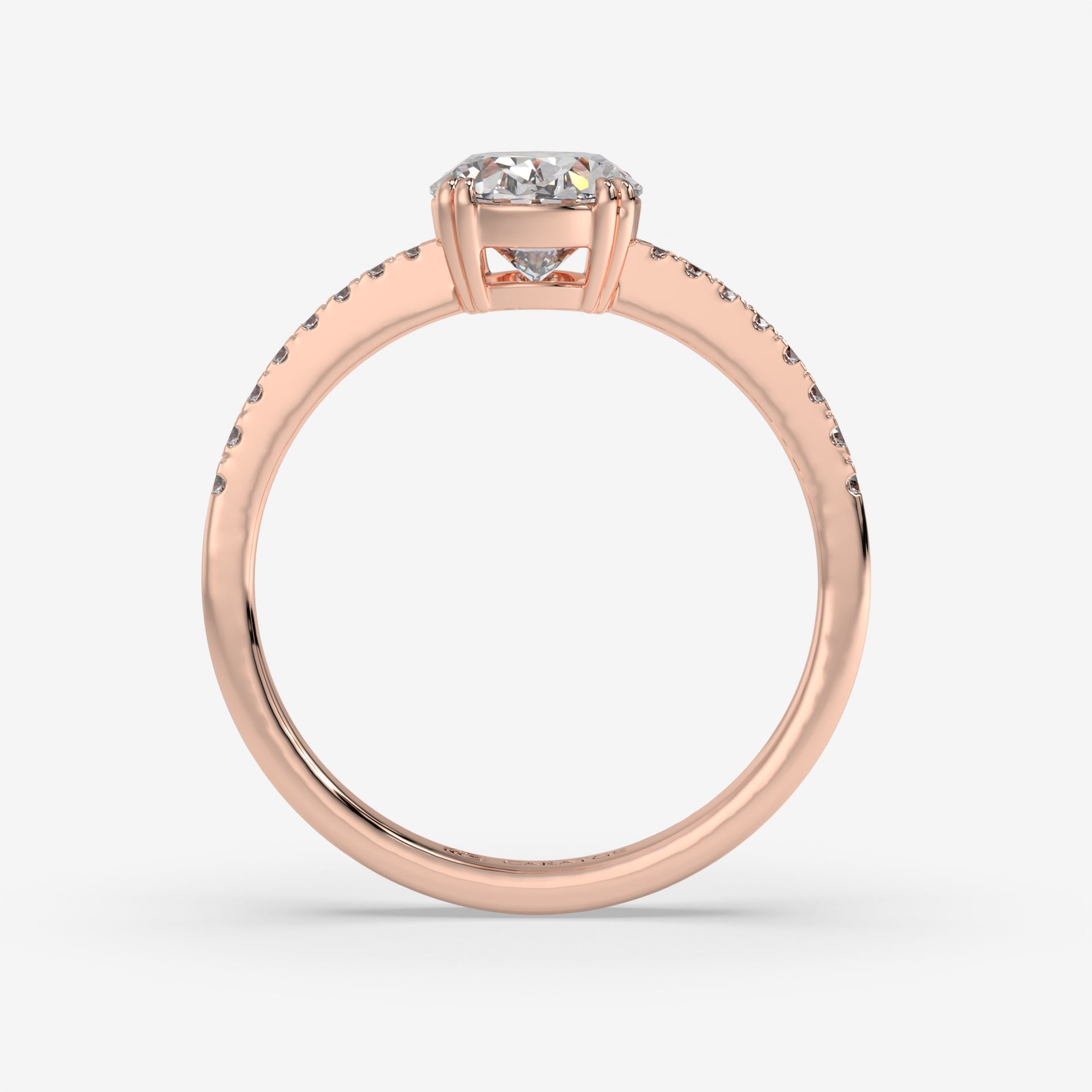 Rose Gold Oval-Cut Diamond Pavé Ring with Radiant Sparkle