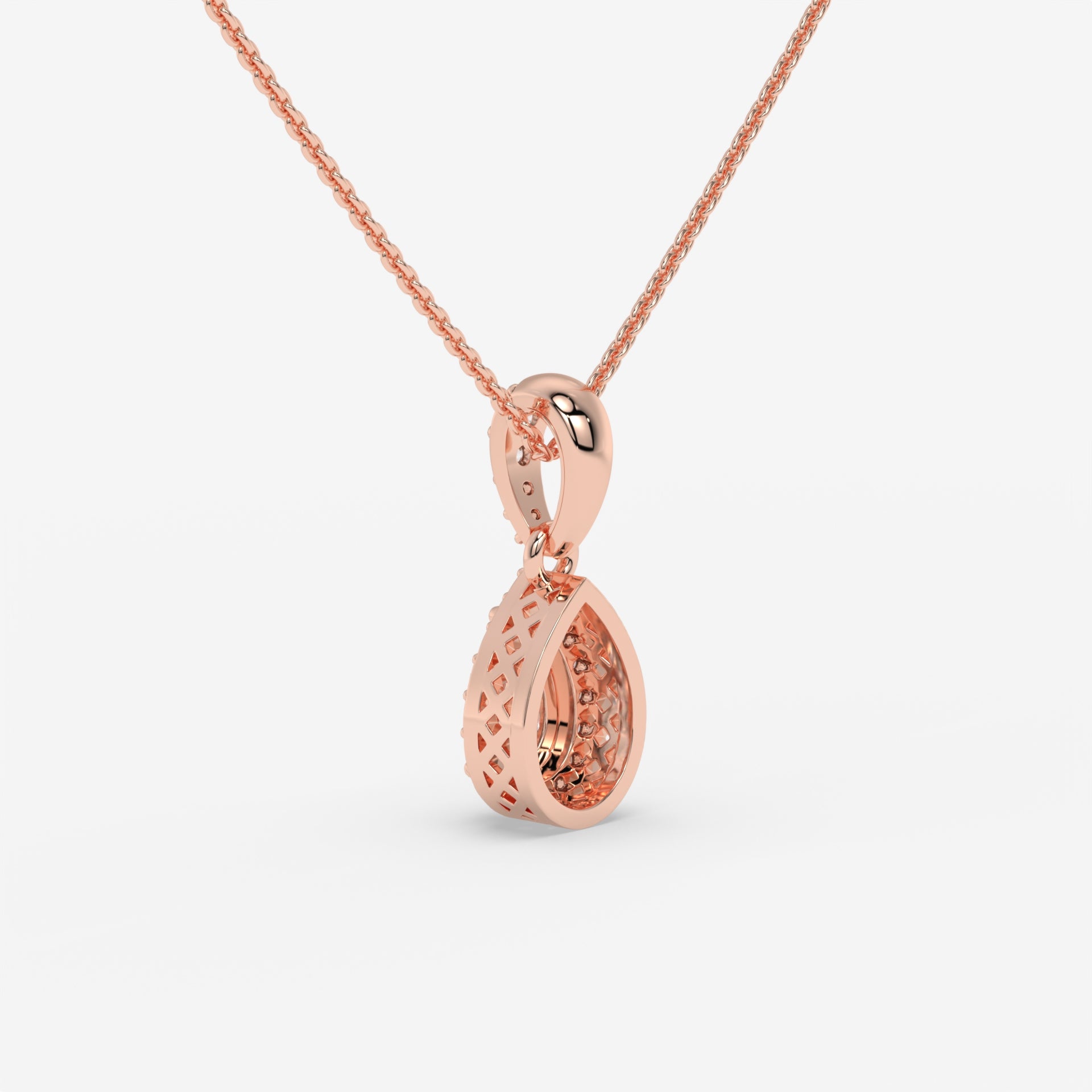 Pear-Shaped Diamond Pendant with Round Diamond Accents in Rose Gold