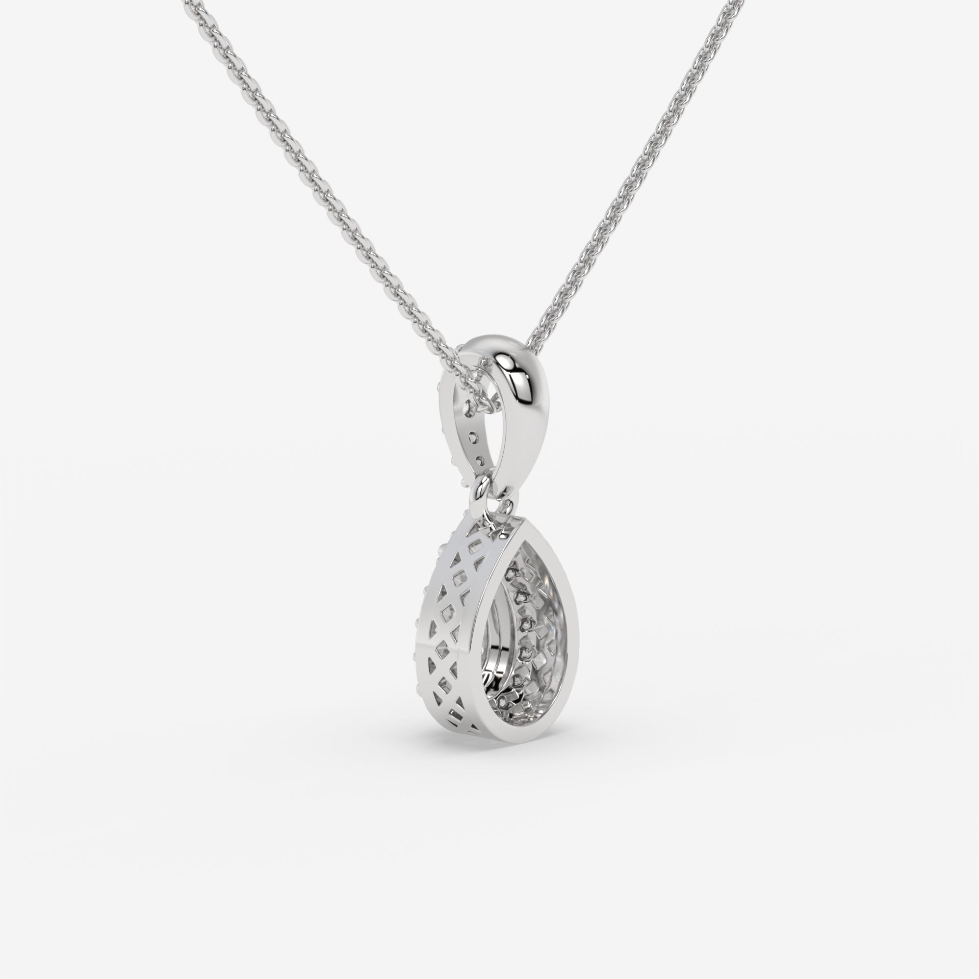 Pear-Shaped Diamond Pendant with Round Diamond Accents in White Gold