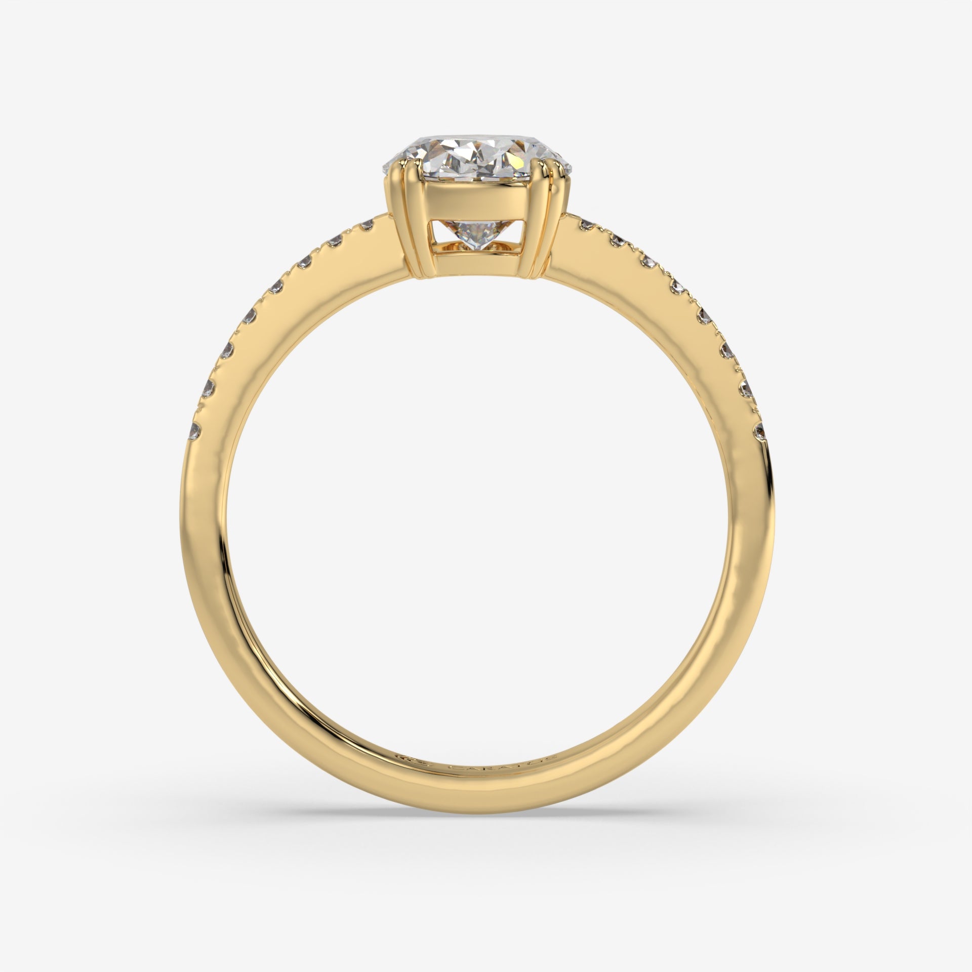 Yellow Gold Oval-Cut Diamond Pavé Ring with Radiant Sparkle