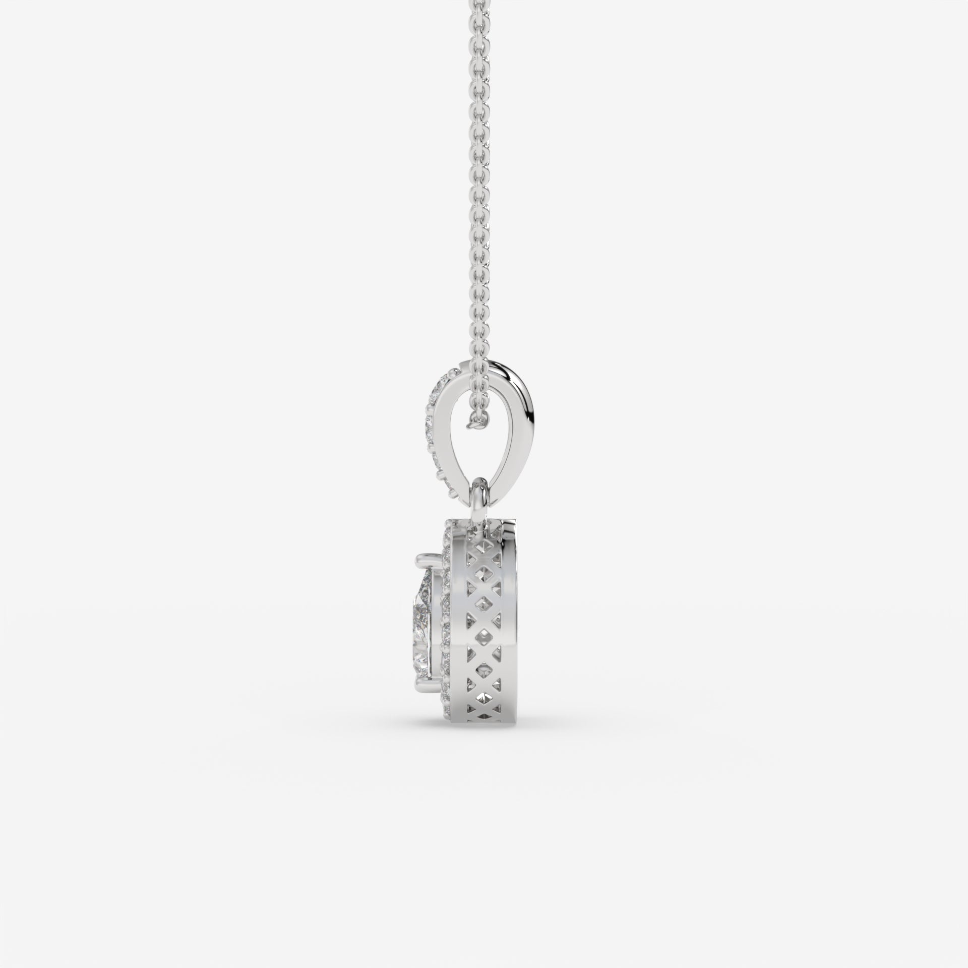Pear-Shaped Diamond Pendant with Round Diamond Accents in White Gold