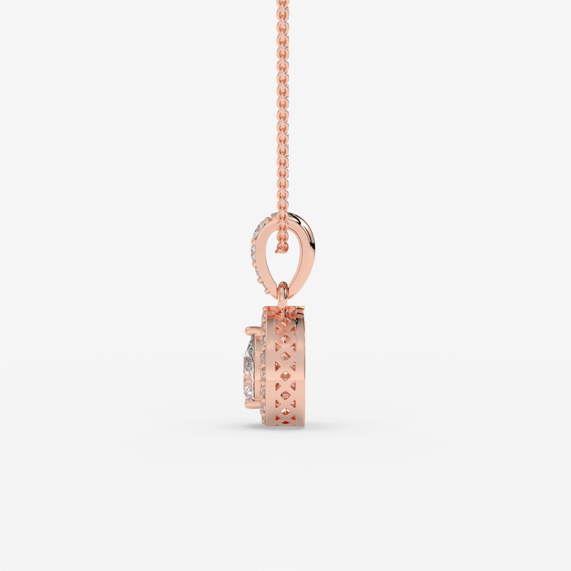 Pear-Shaped Diamond Pendant with Round Diamond Accents in Rose Gold