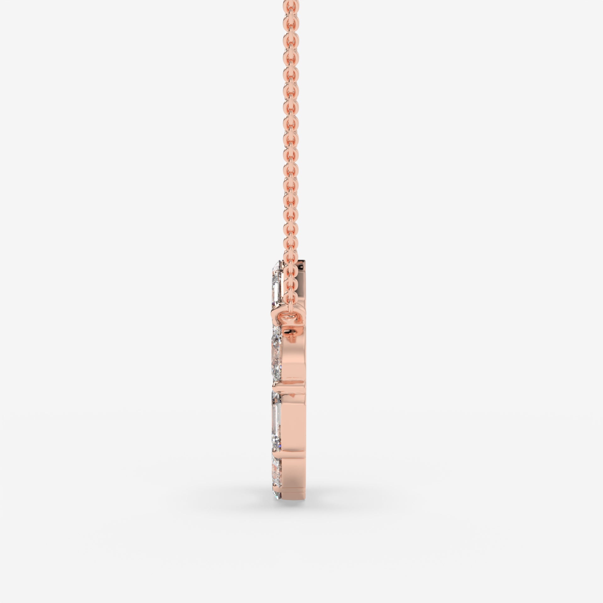 Diamond Circle Rose Gold Pendant with Oval and Emerald-Cut Diamonds