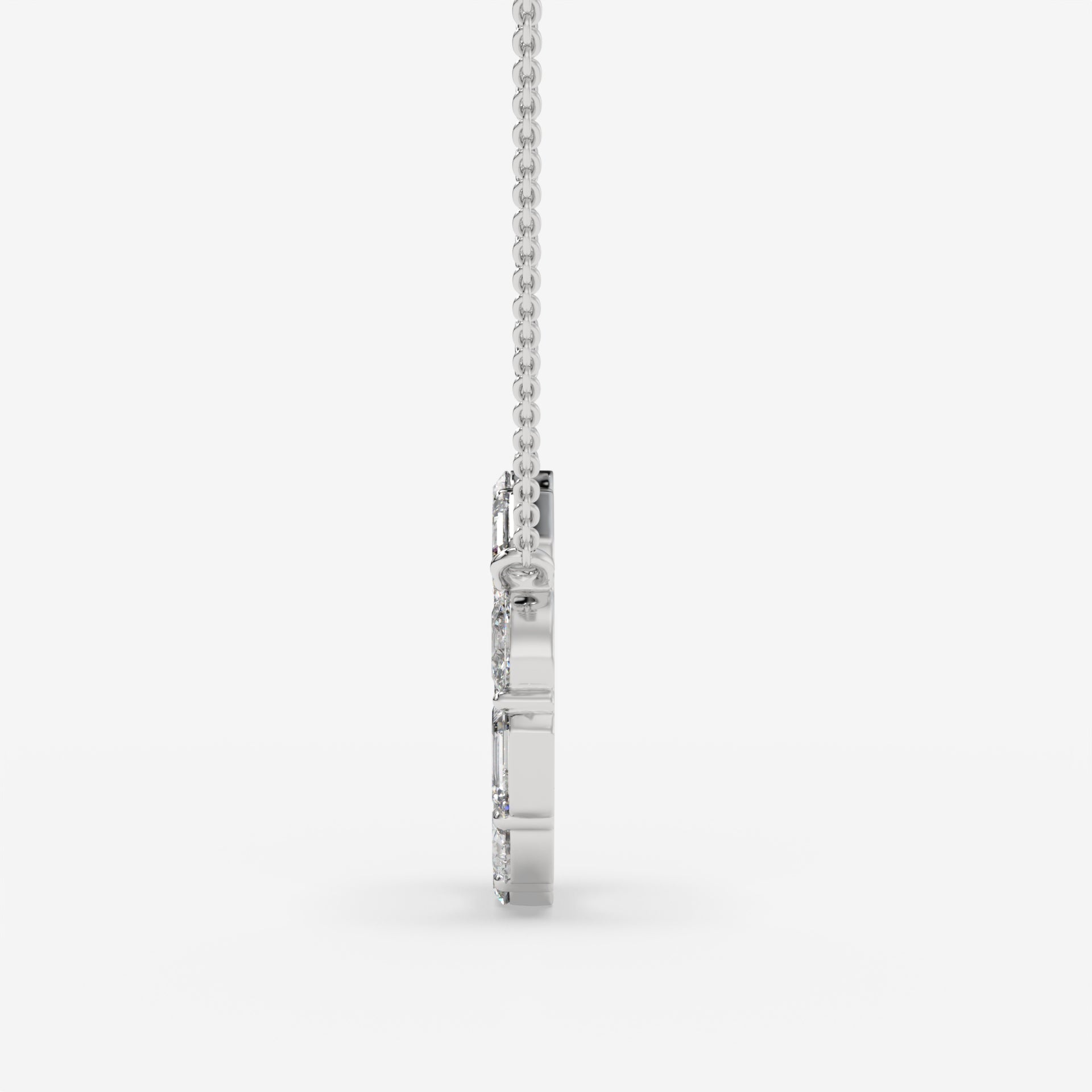 Diamond Circle White Gold Pendant with Oval and Emerald-Cut Diamonds