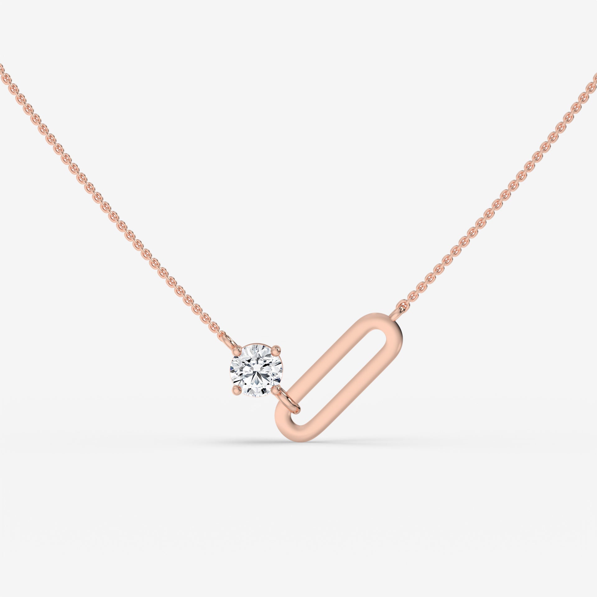 Intertwined Oval and Round Diamond Rectangle Rose Gold Pendant