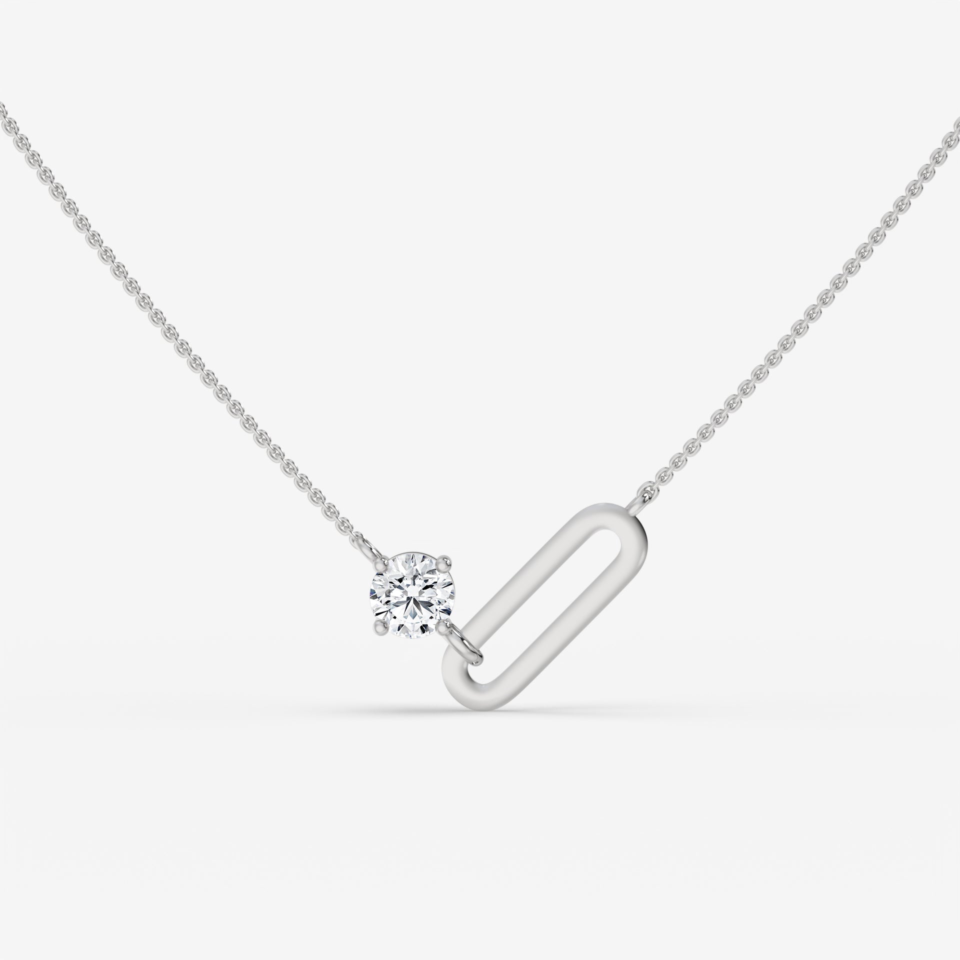 Intertwined Oval and Round Diamond Rectangle Yellow Gold Pendant