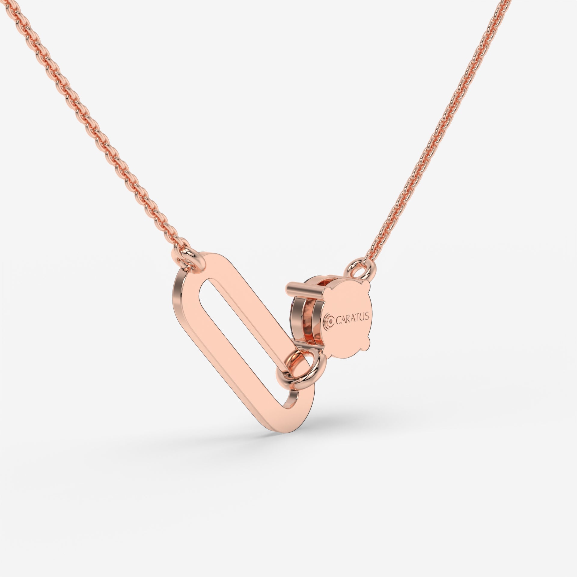 Intertwined Oval and Round Diamond Rectangle Rose Gold Pendant