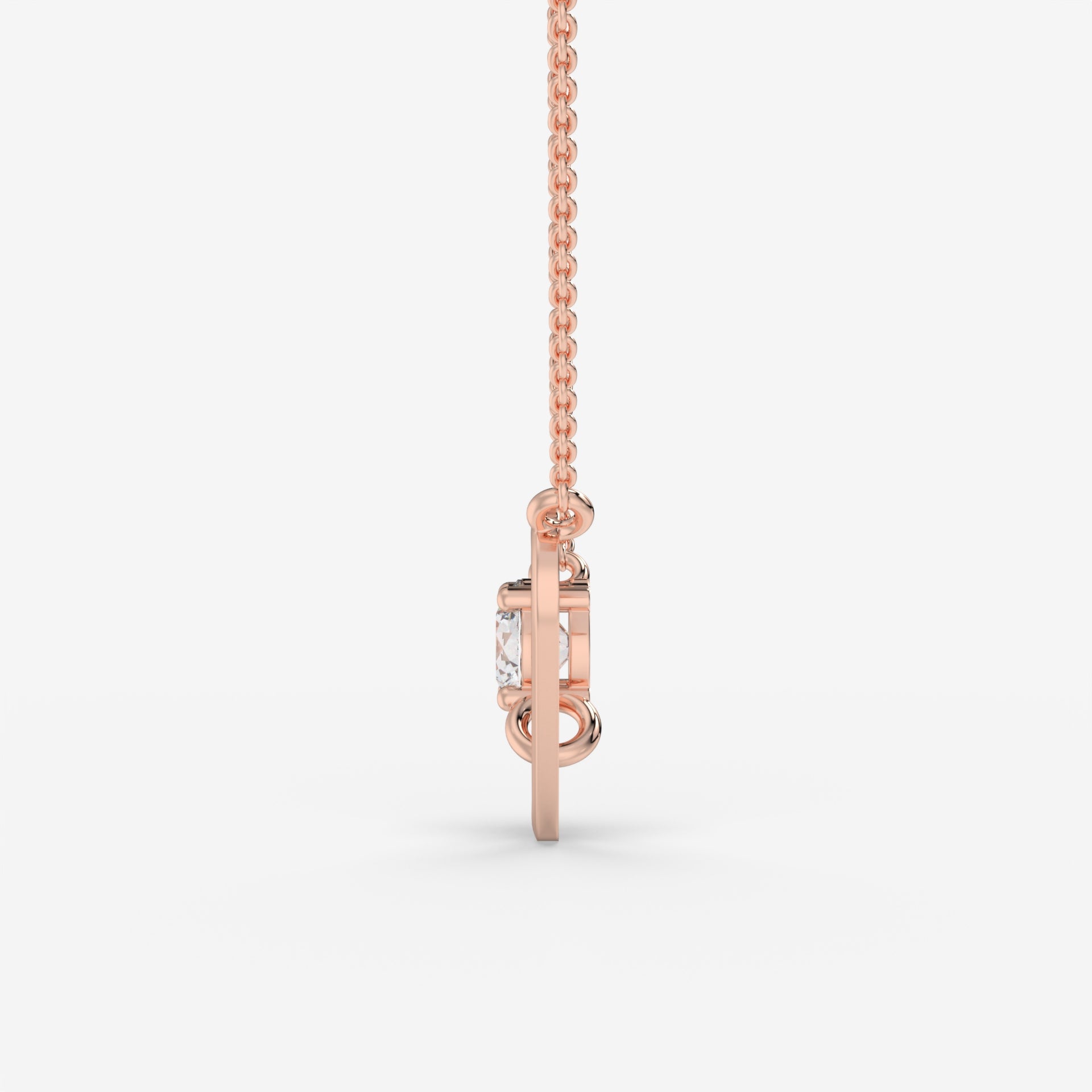 Intertwined Oval and Round Diamond Rectangle Rose Gold Pendant