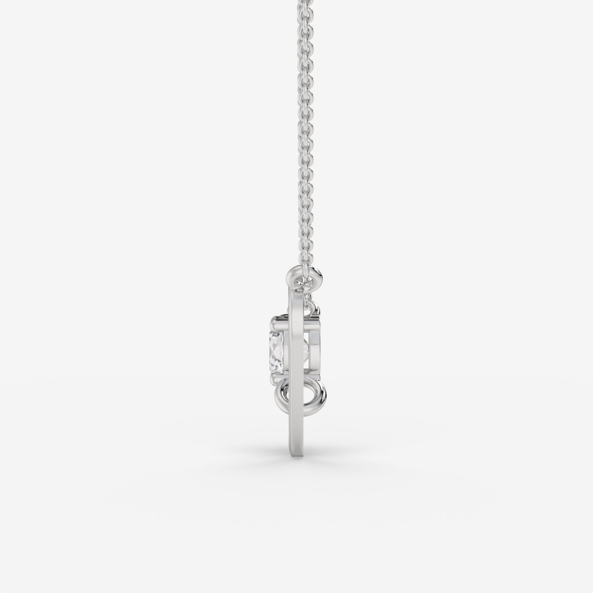 Intertwined Oval and Round Diamond Rectangle White Gold Pendant