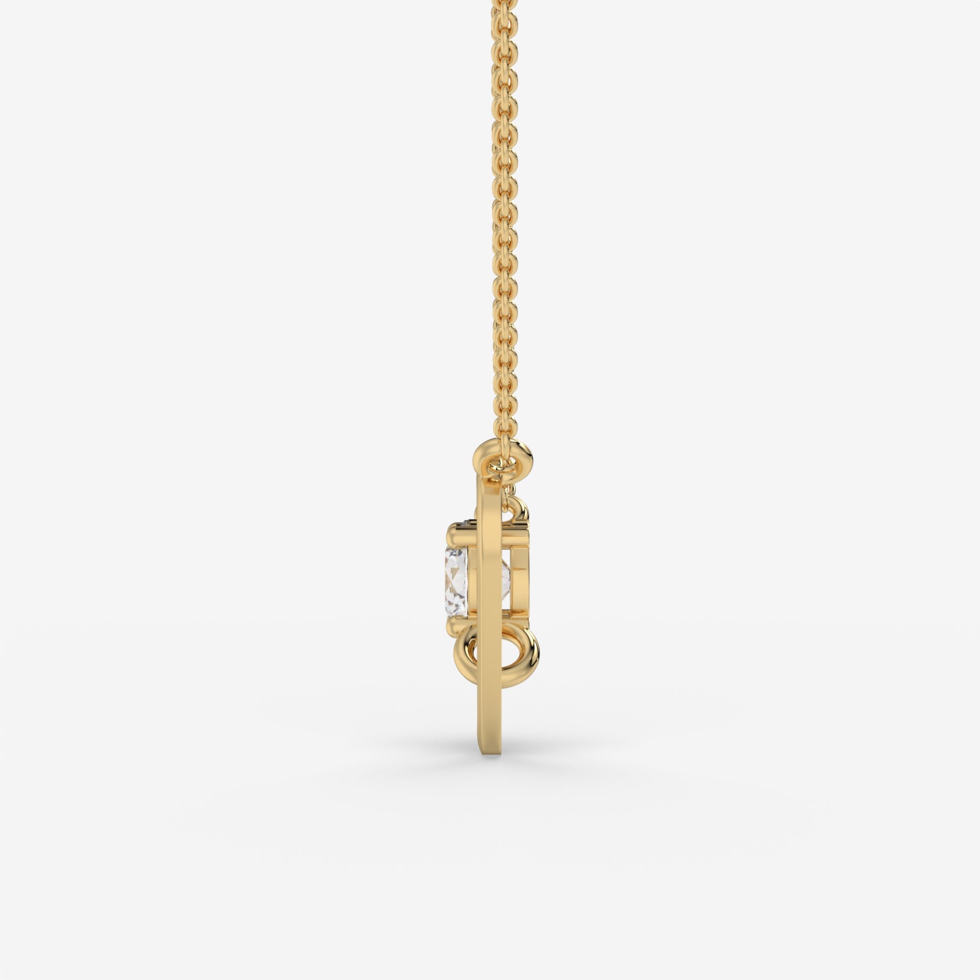 Intertwined Oval and Round Diamond Rectangle Yellow Gold Pendant