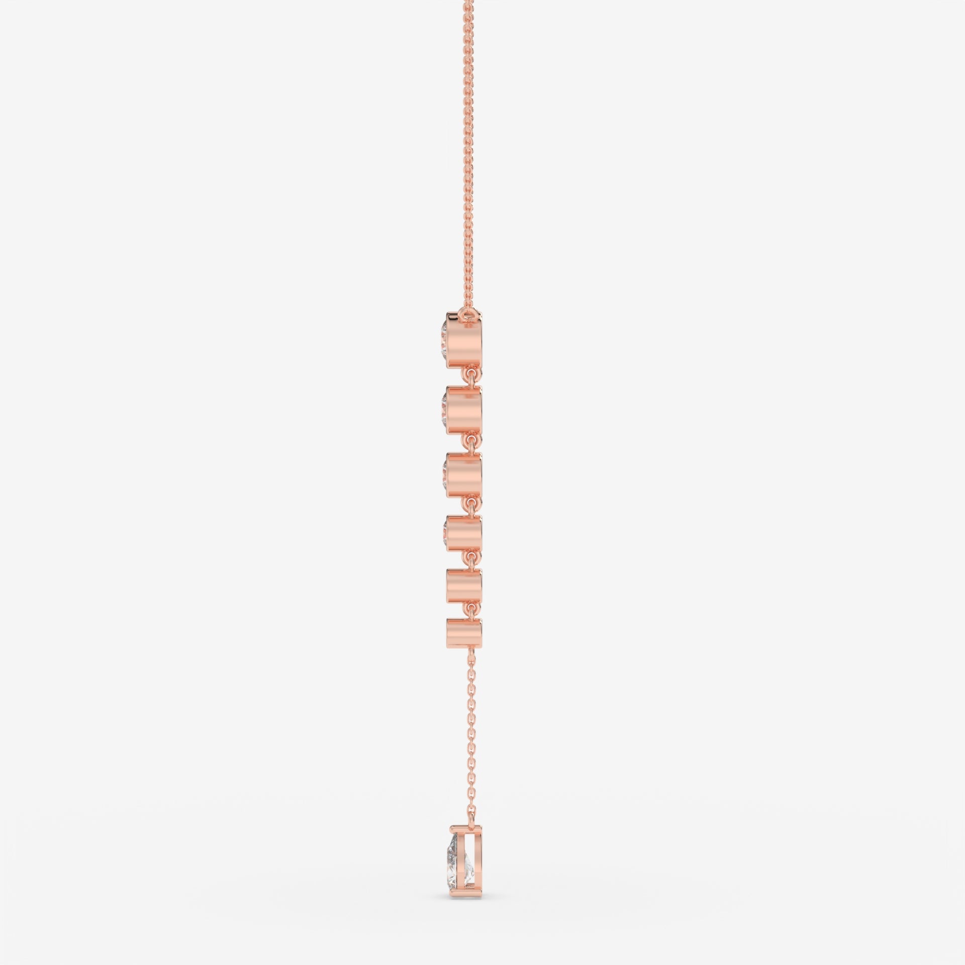Rose Gold Vertical Diamond Pendant with Pear and Round-Cut Stones
