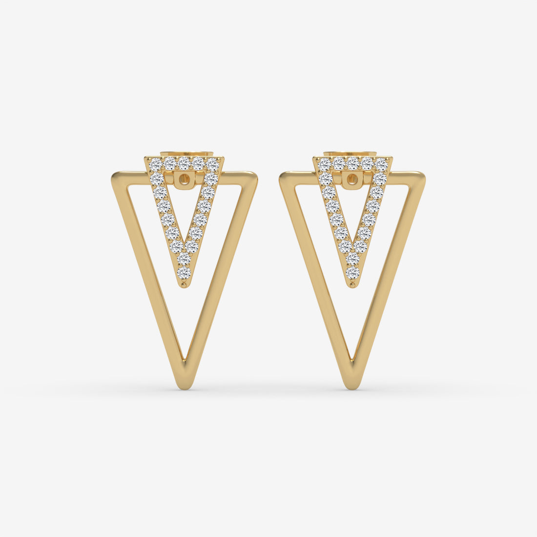 Geometric Diamond Stud Yellow Gold Earrings