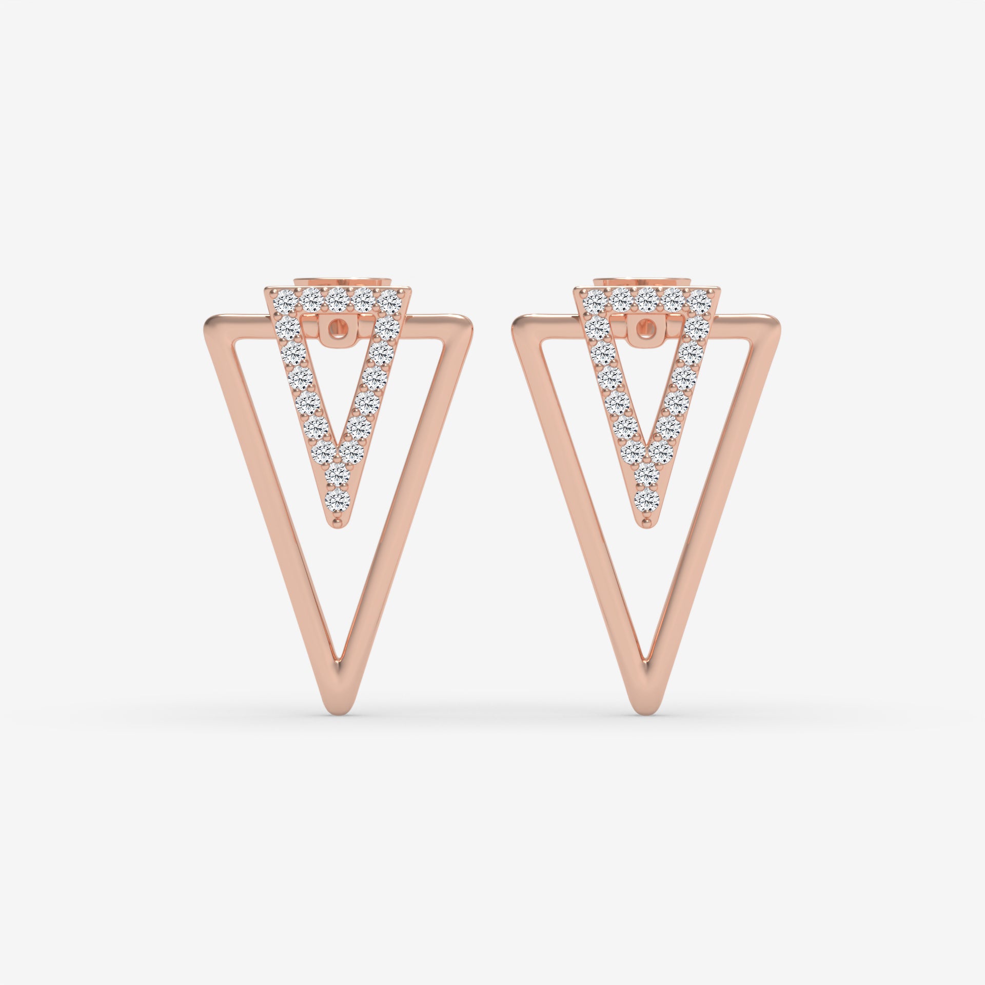 Geometric Diamond Stud Rose Gold Earrings