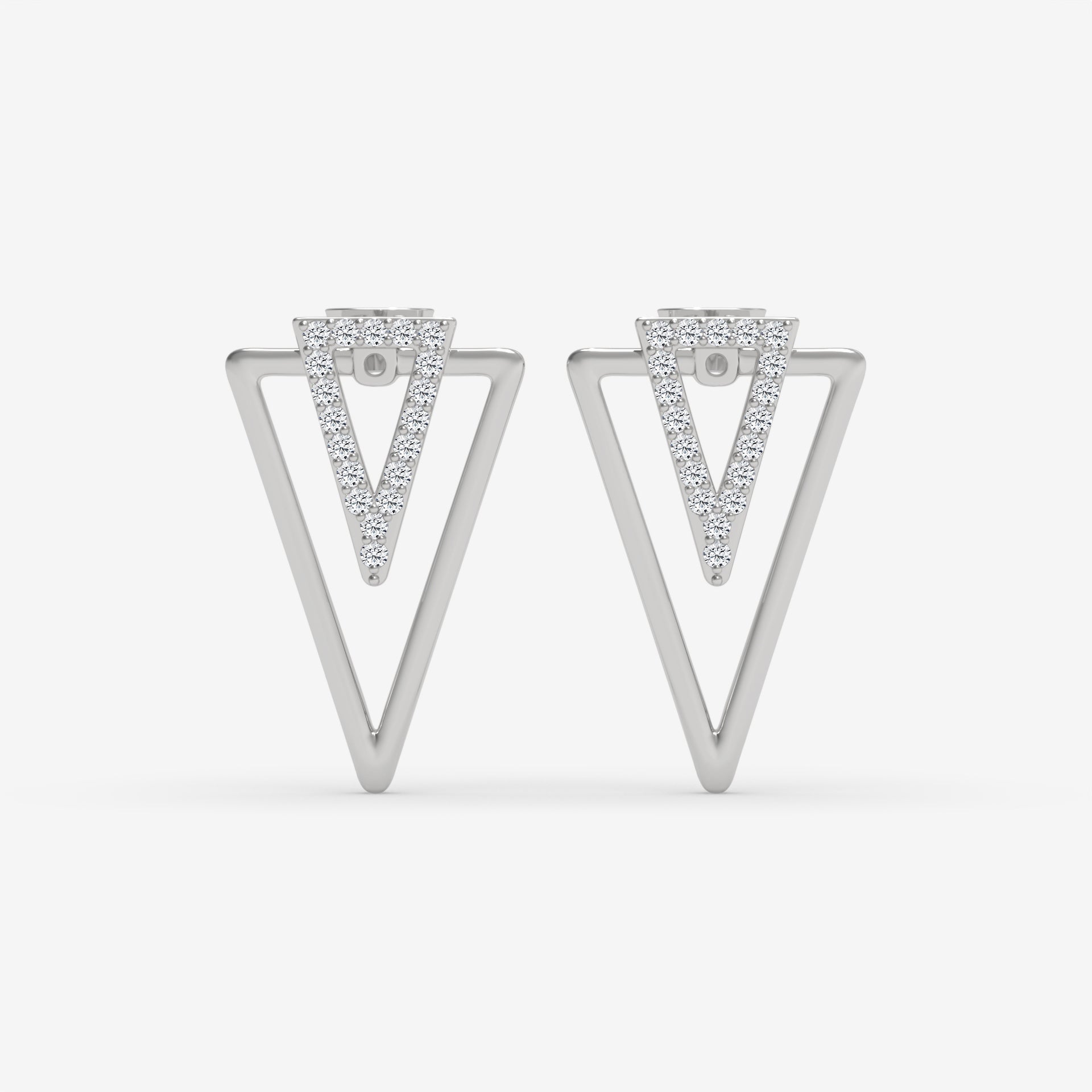 Geometric Diamond Stud White Gold Earrings