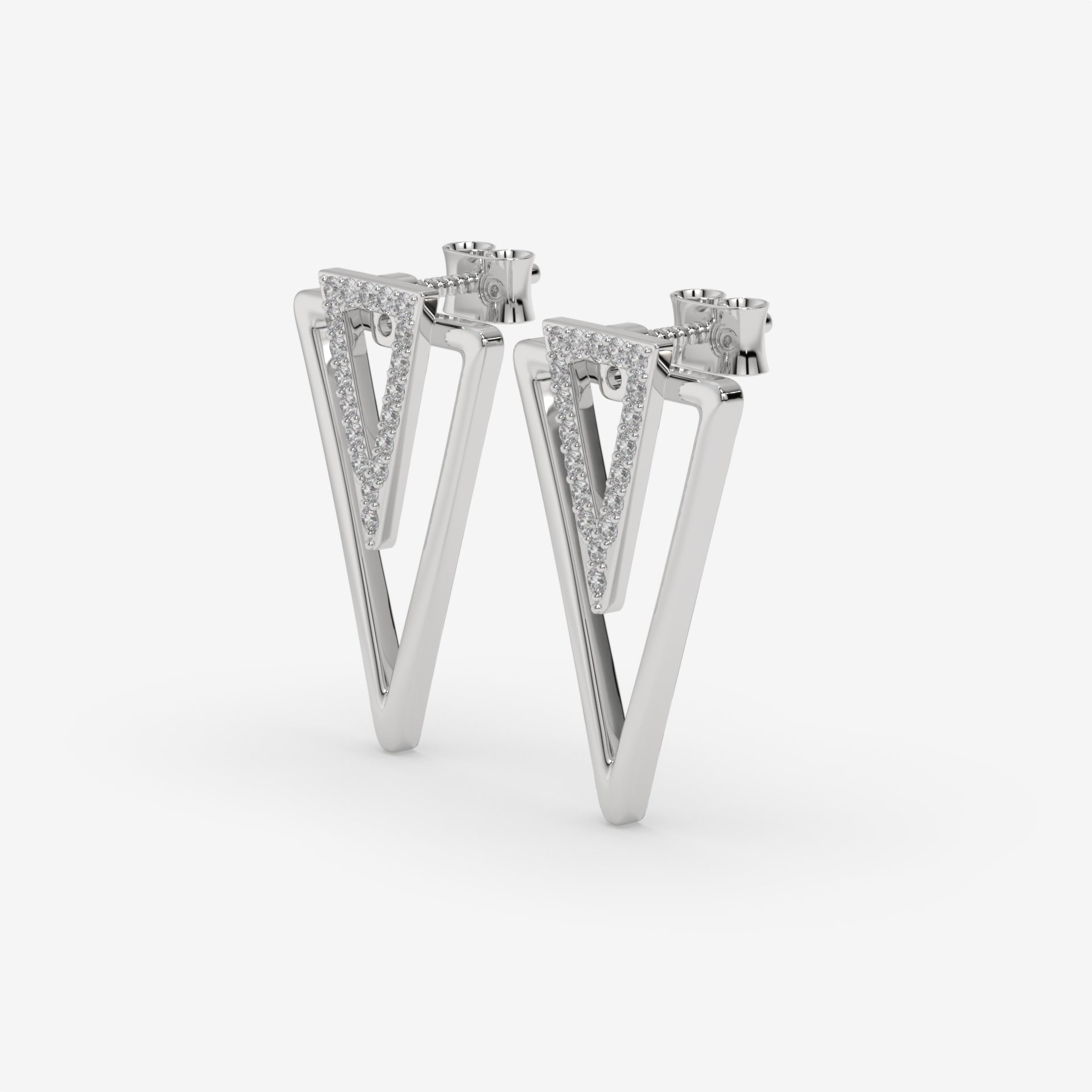 Geometric Diamond Stud White Gold Earrings