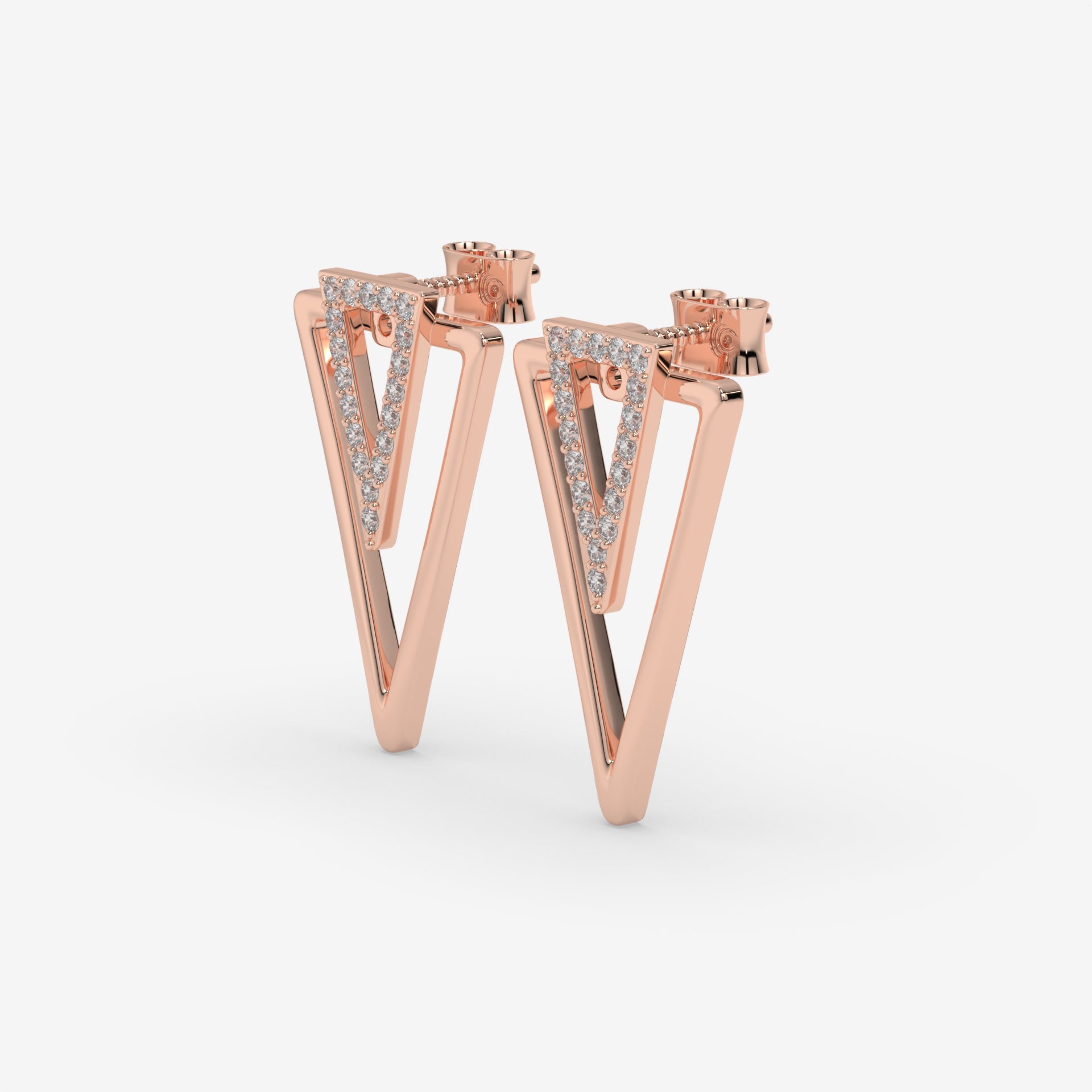 Geometric Diamond Stud Rose Gold Earrings