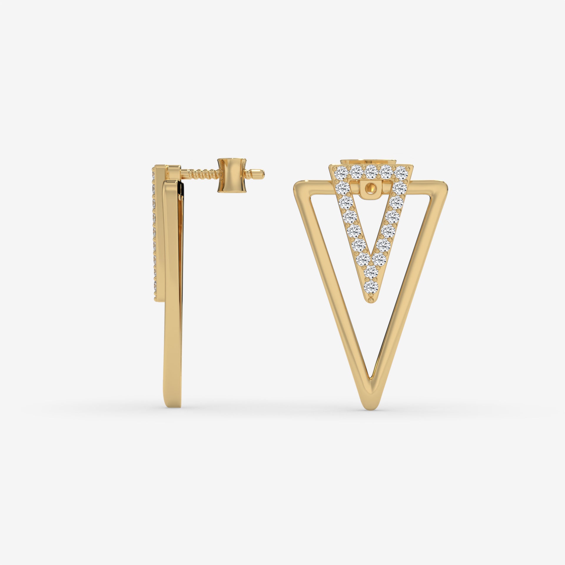Geometric Diamond Stud Yellow Gold Earrings