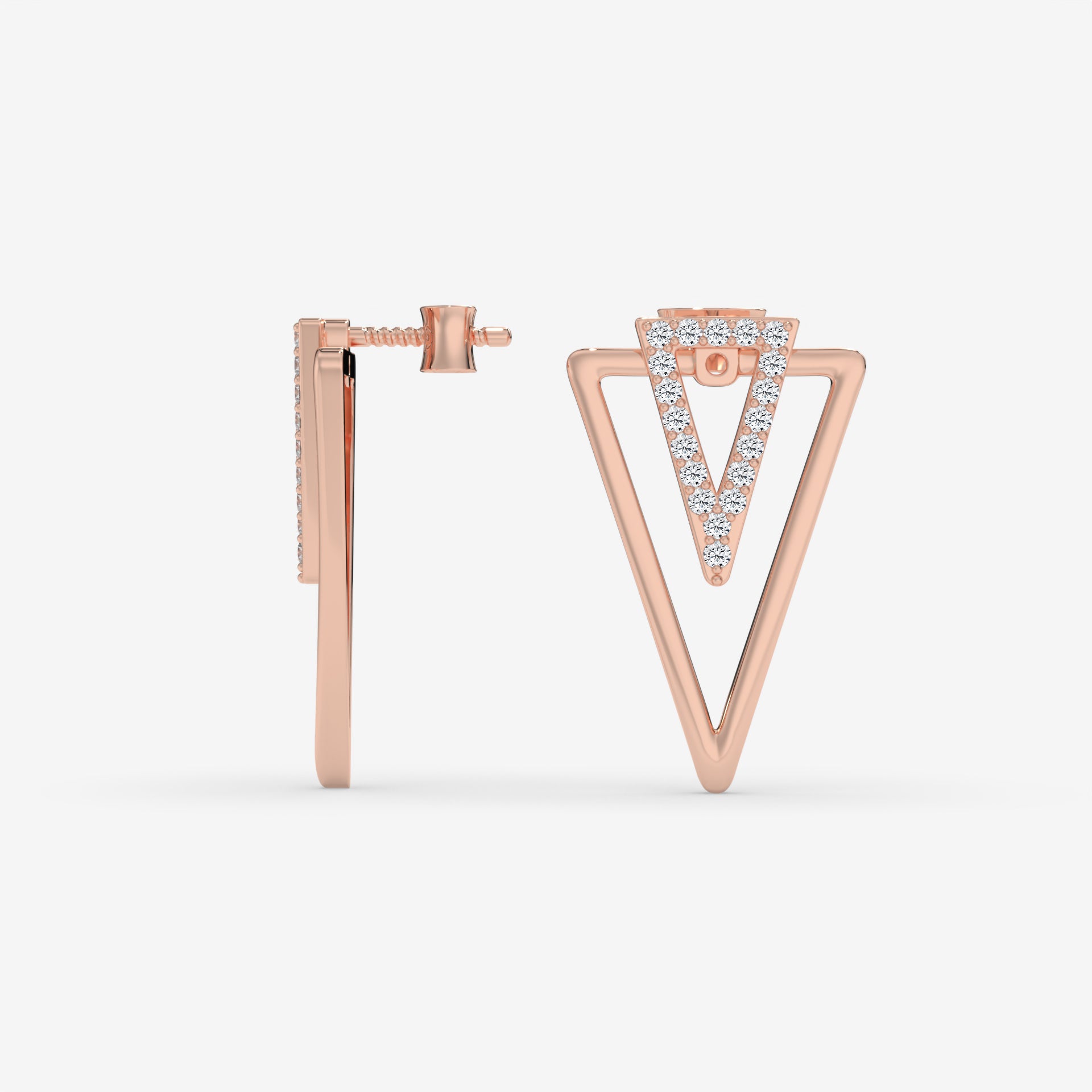 Geometric Diamond Stud Rose Gold Earrings