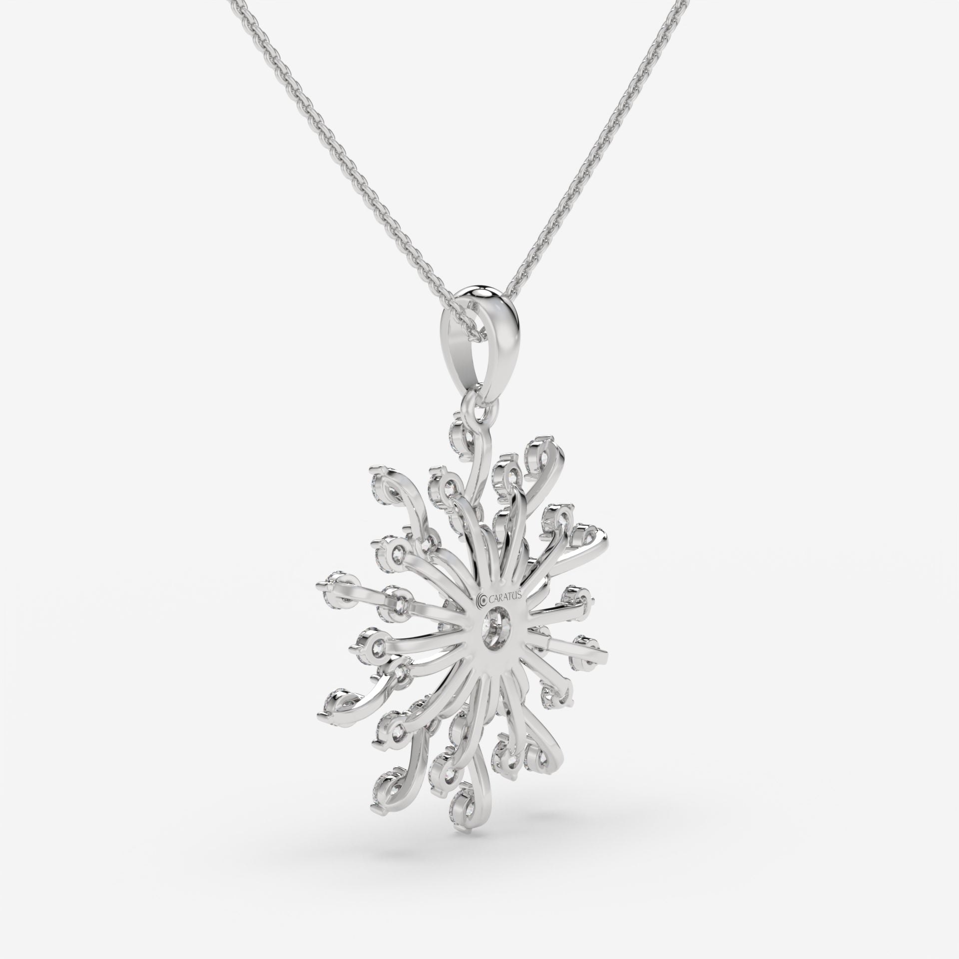 Sunburst White Gold Diamond Pendant with Round-Cut Center Stone