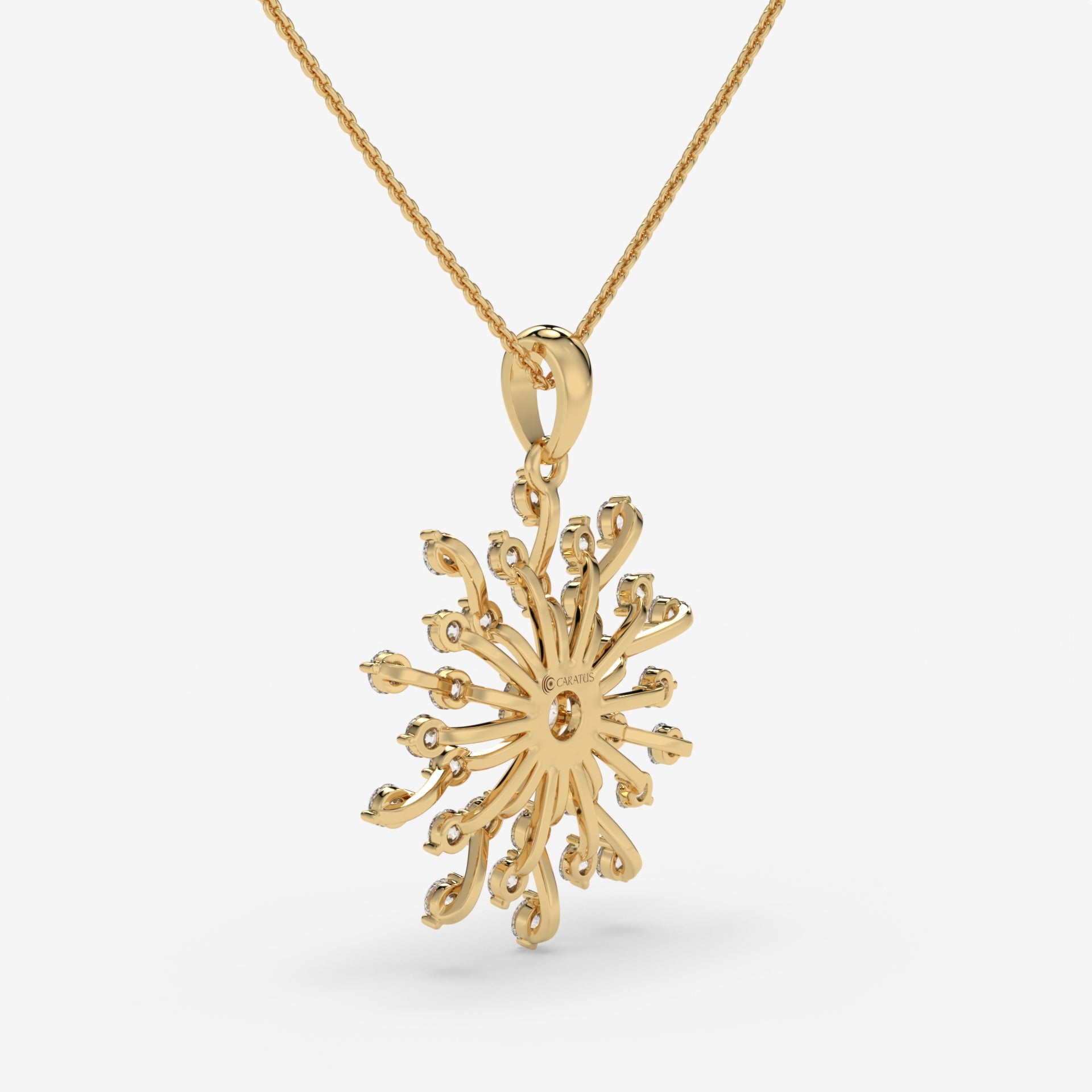 Sunburst Yellow Gold Diamond Pendant with Round-Cut Center Stone