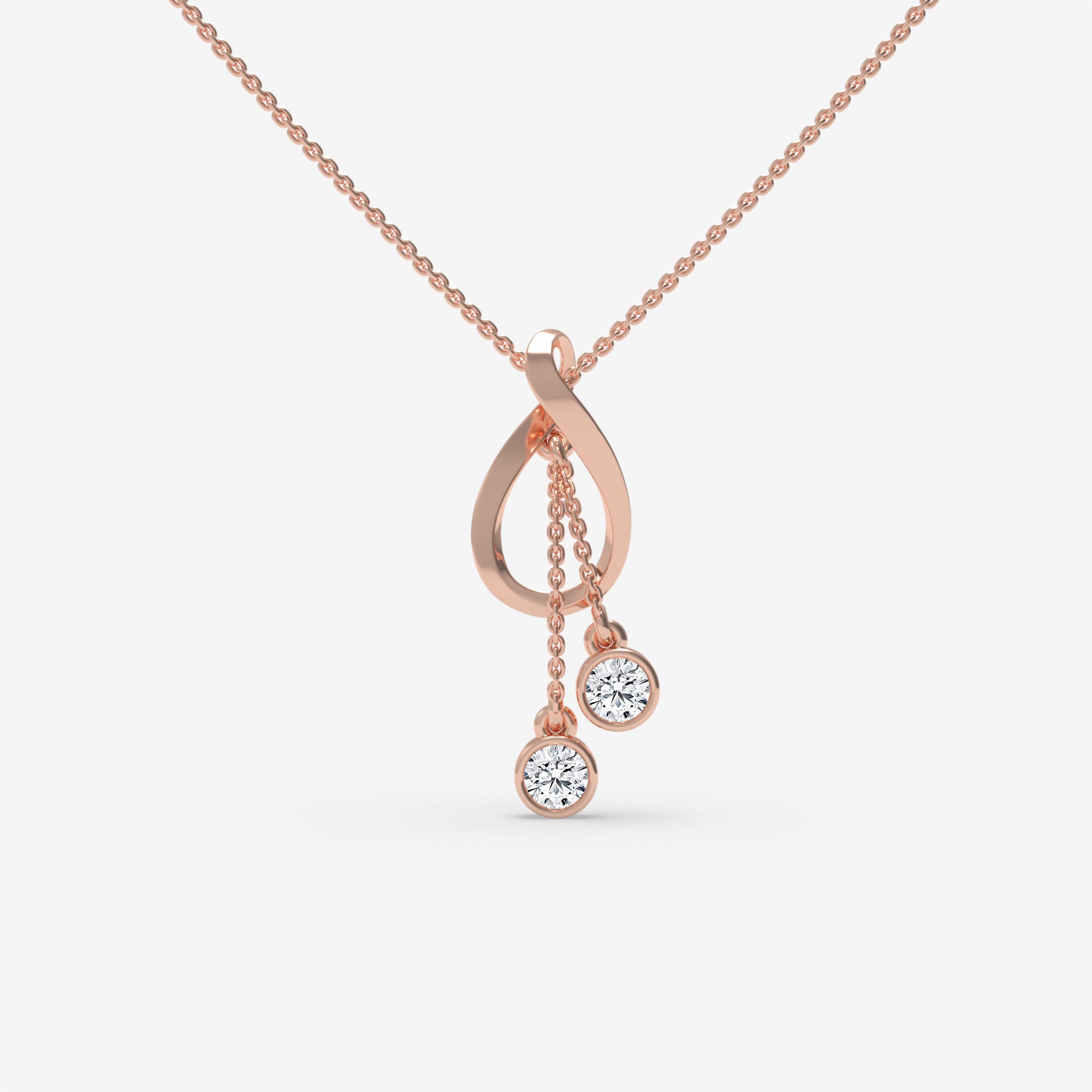 Twisted Pendant White Gold Necklace with Round-Cut Diamond Accents