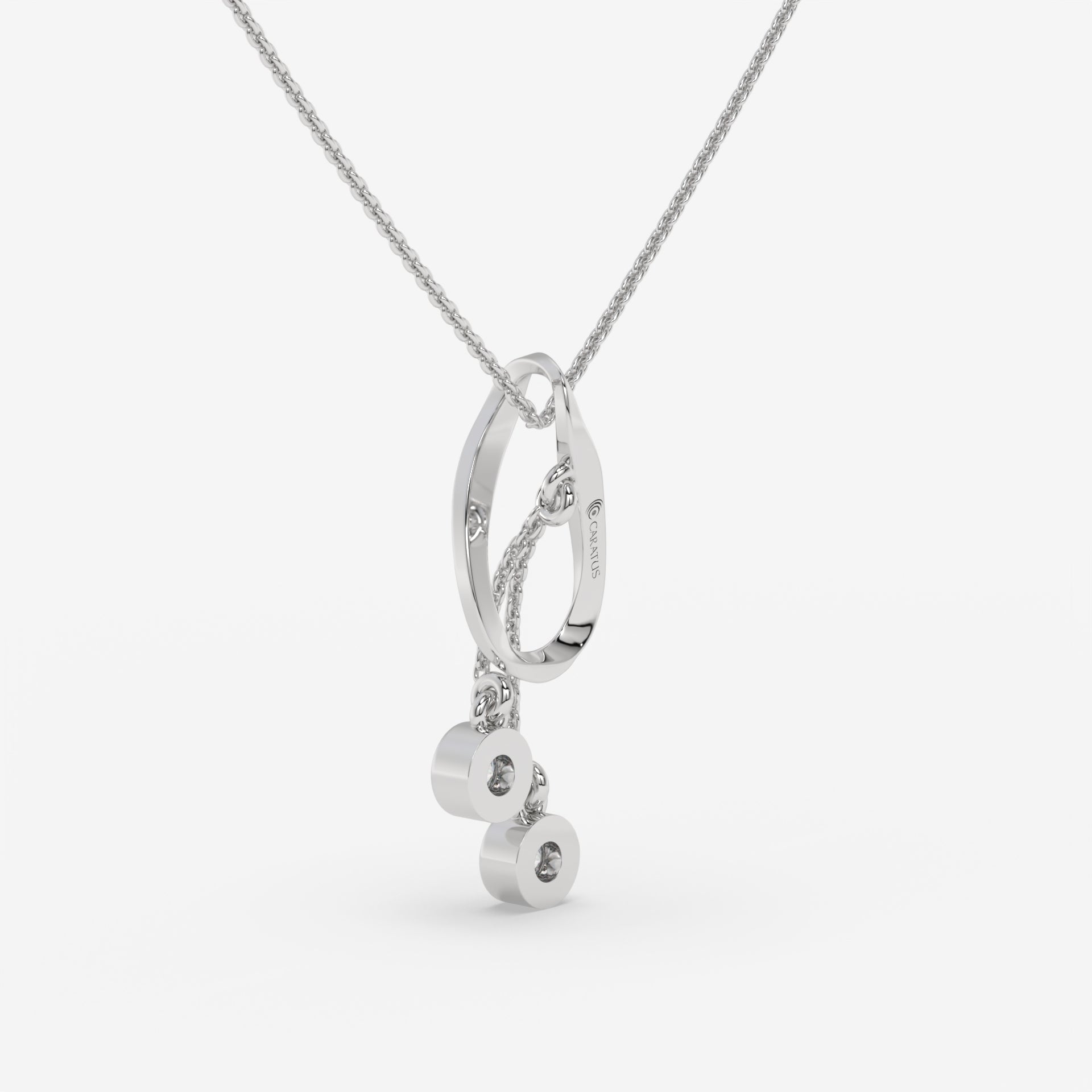 Twisted Pendant White Gold Necklace with Round-Cut Diamond Accents