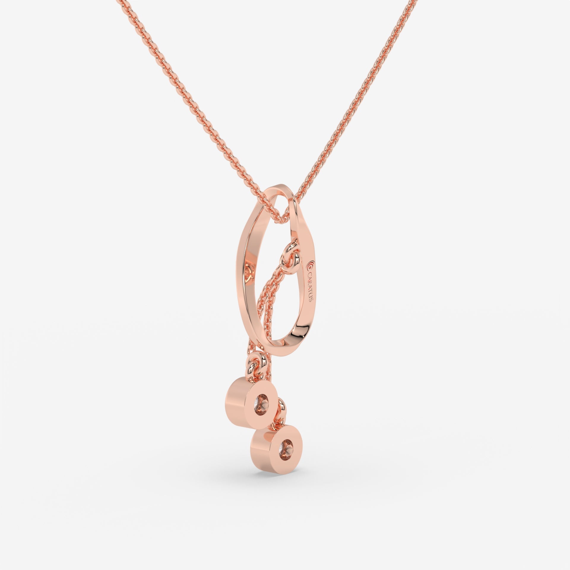 Twisted Pendant Rose Gold Necklace with Round-Cut Diamond Accents
