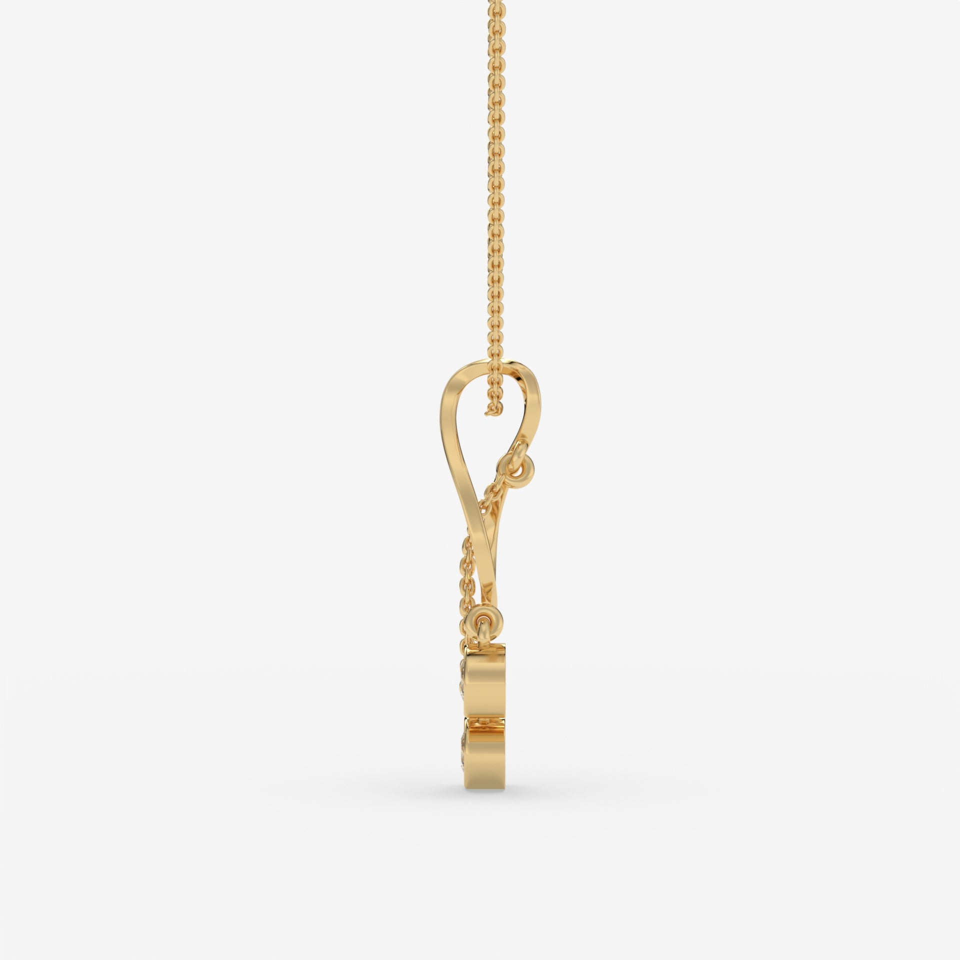 Twisted Pendant Yellow Gold Necklace with Round-Cut Diamond Accents