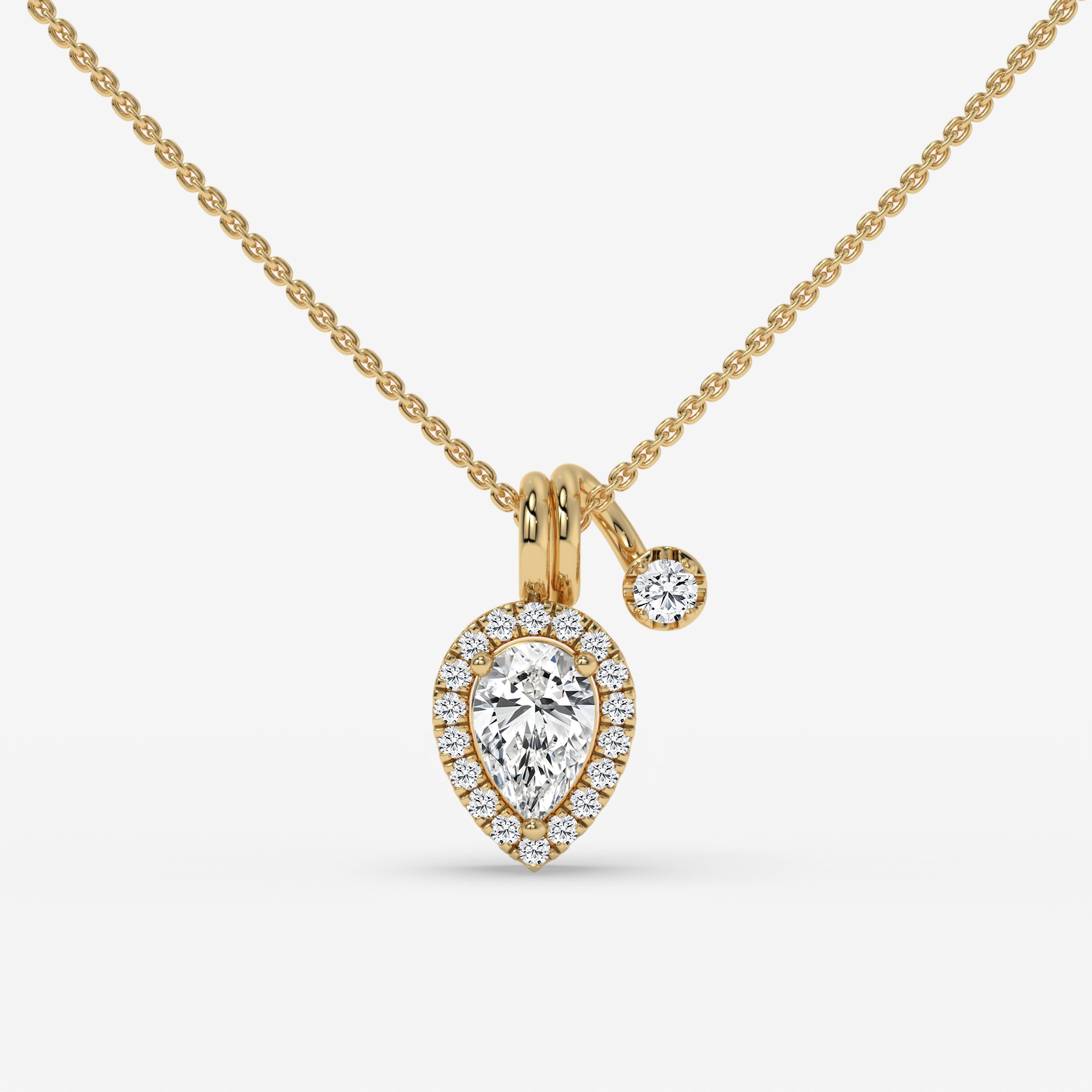 Pear-Shaped Diamond Pendant with Round Diamond Accent in White Gold