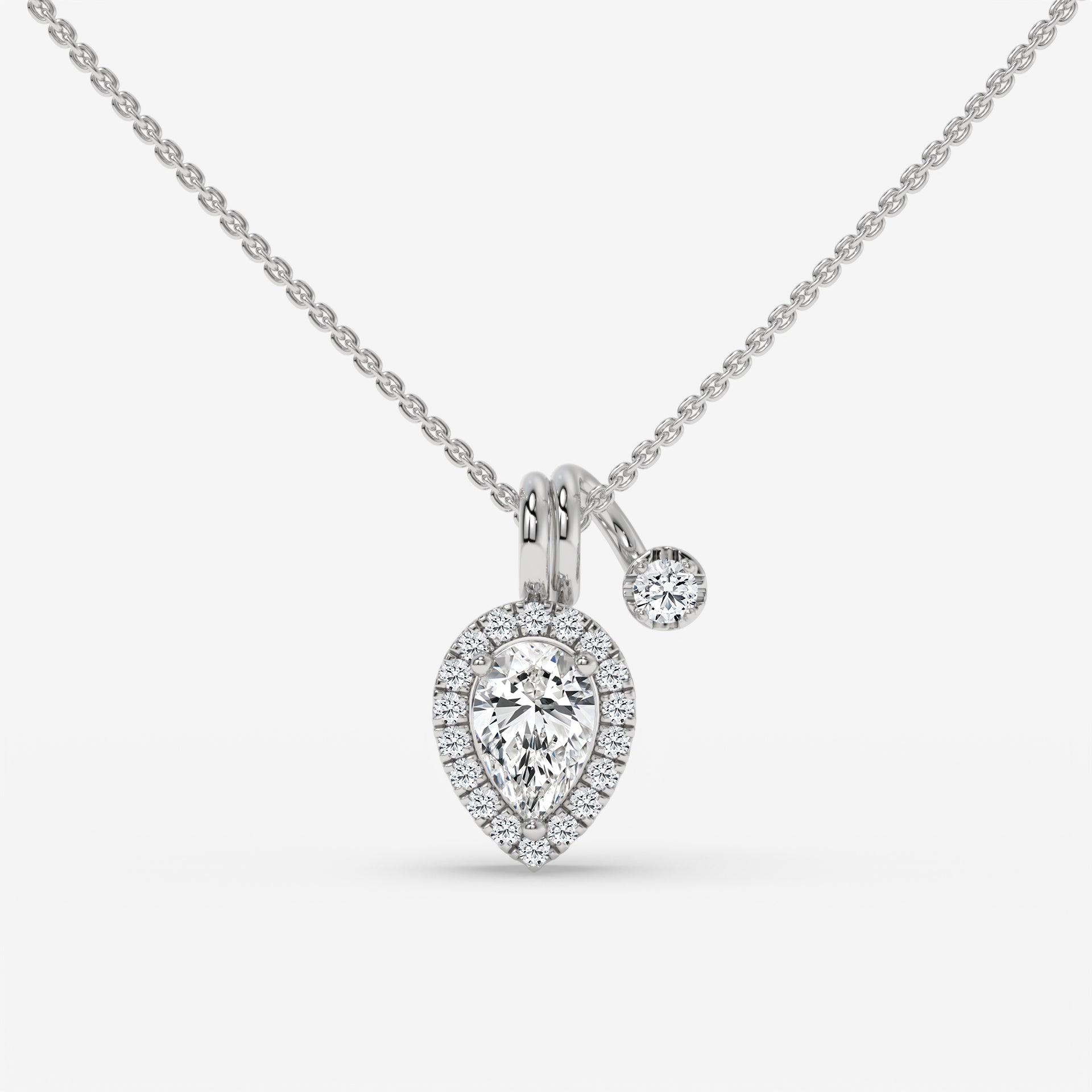 Pear-Shaped Diamond Pendant with Round Diamond Accent in Rose Gold