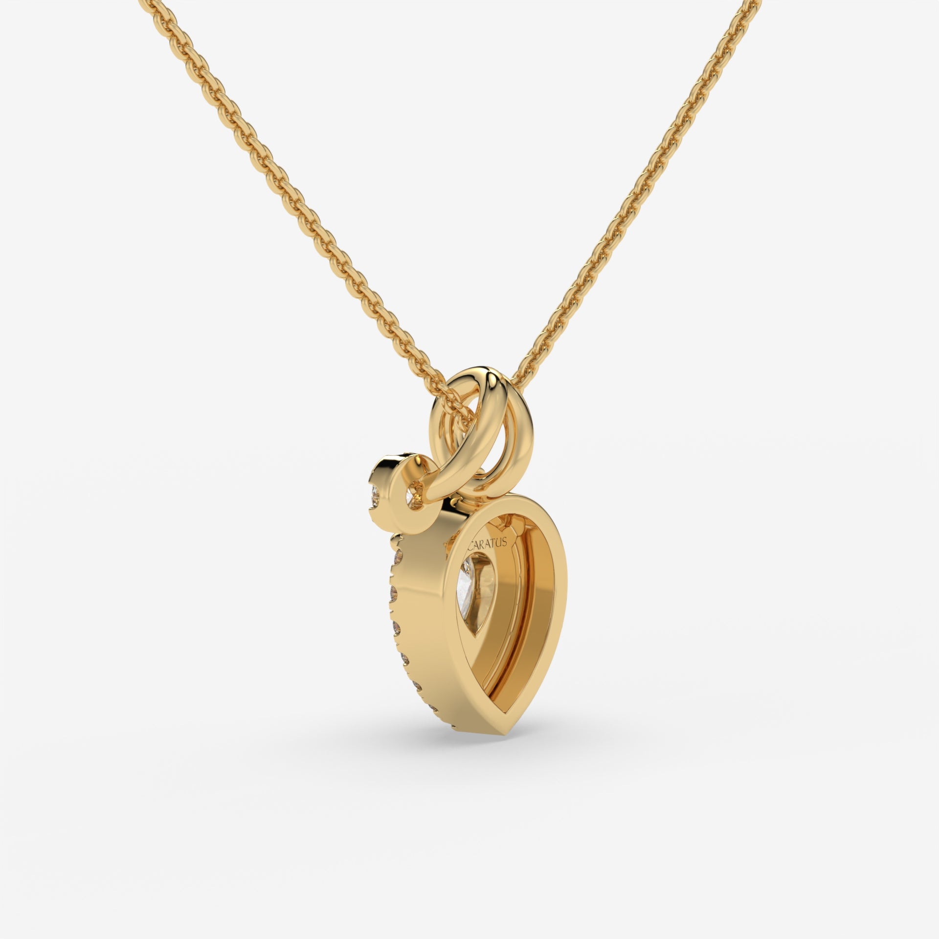 Pear-Shaped Diamond Pendant with Round Diamond Accent in Yellow Gold
