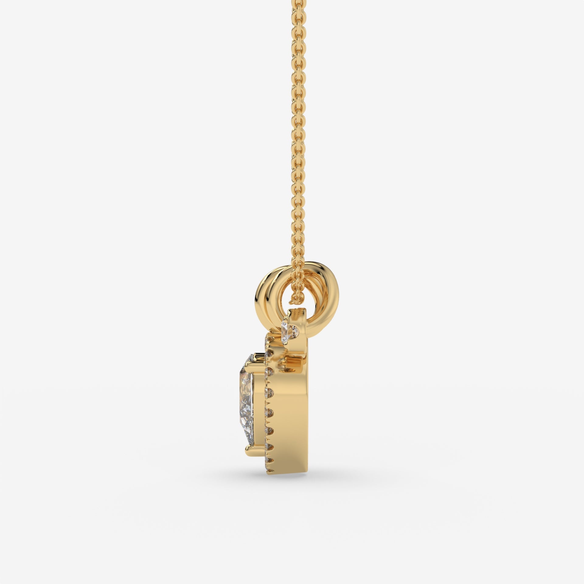 Pear-Shaped Diamond Pendant with Round Diamond Accent in Yellow Gold
