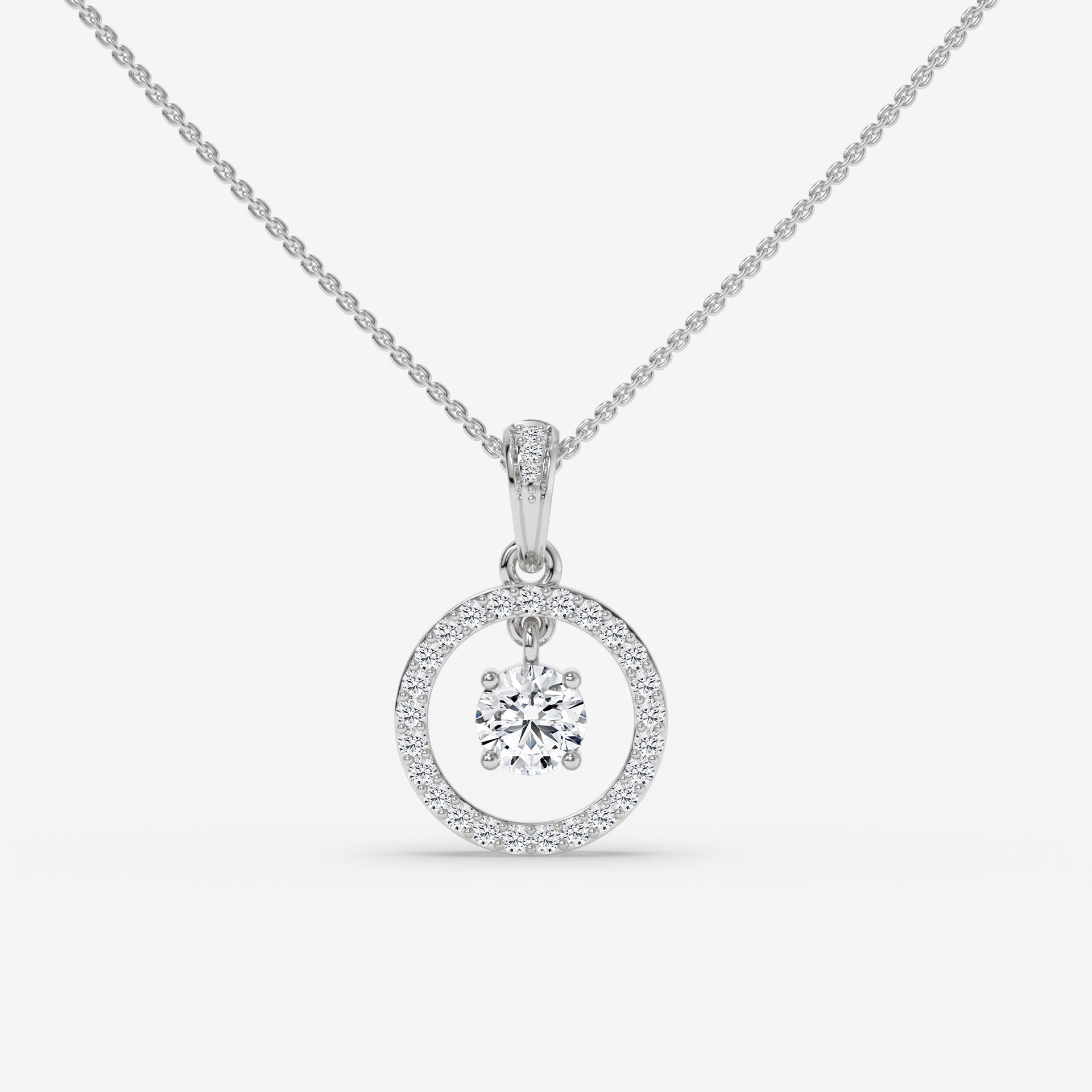 Halo Diamond Rose Gold Pendant with Round-Cut Centerstone
