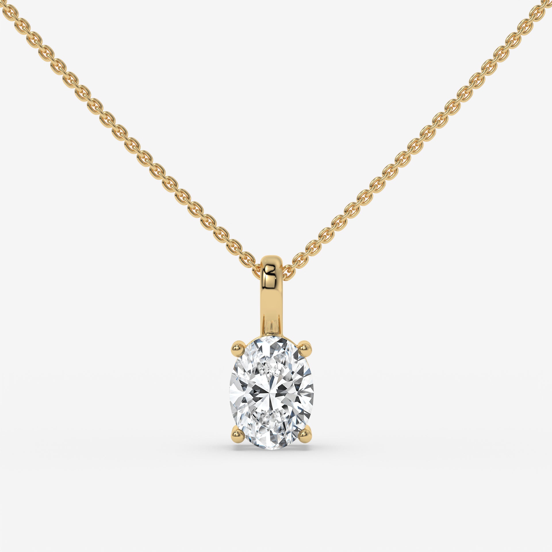 Yellow Gold Oval-Shaped Diamond Solitaire Pendant