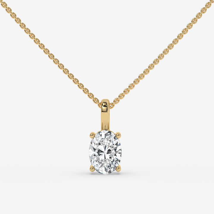 White Gold Oval-Shaped Diamond Solitaire Pendant