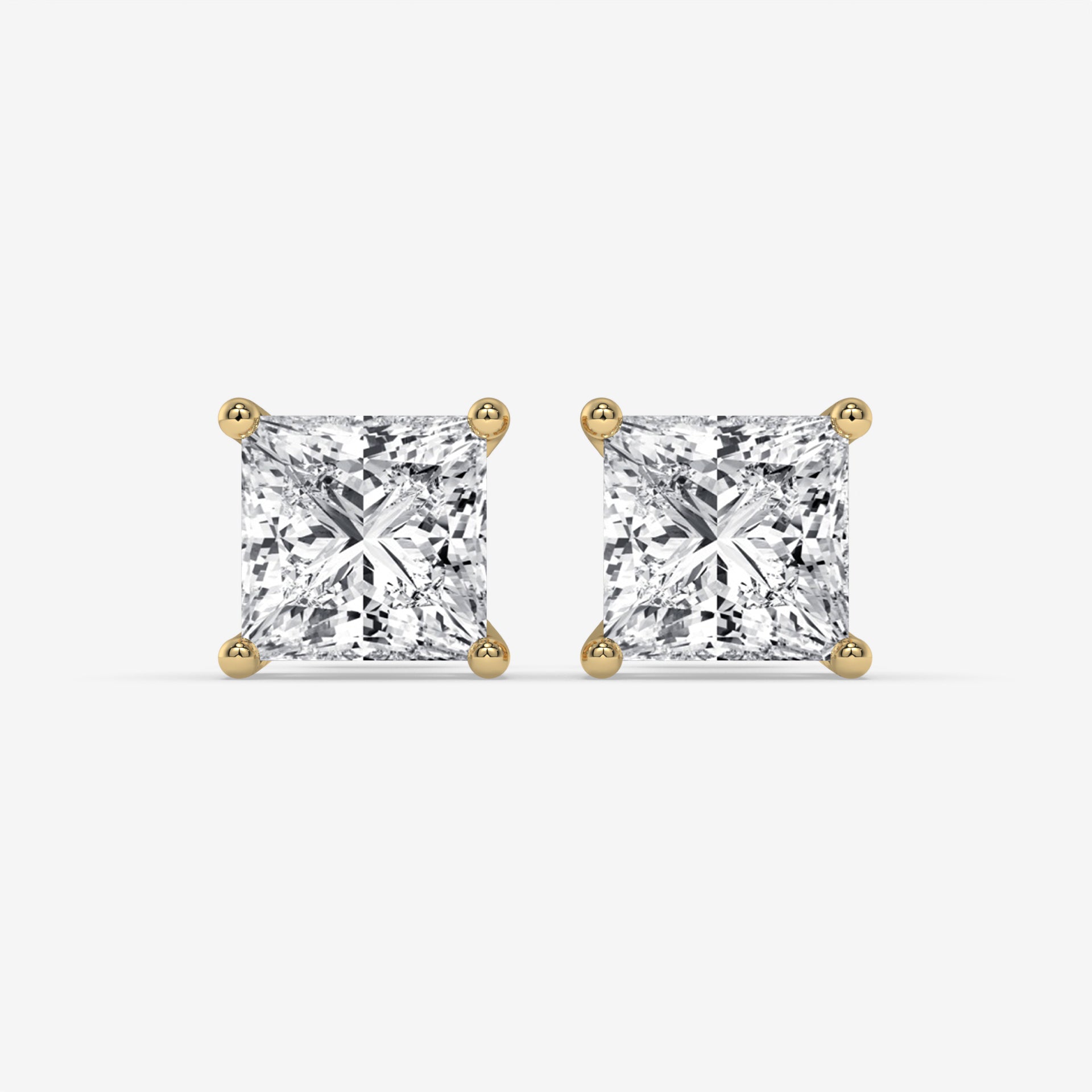 Princess-Cut Diamond White Gold Stud Earrings