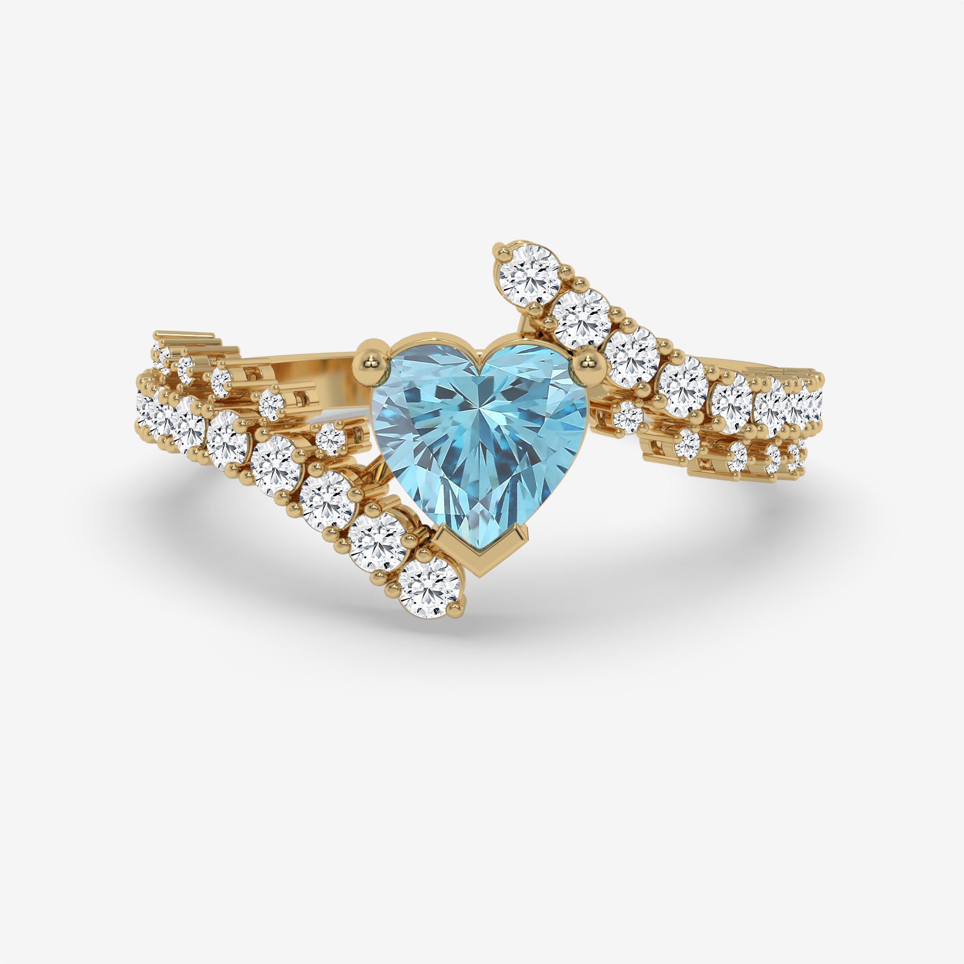 Heart-Shaped Blue Diamond Pendant with Round Accents in White Gold