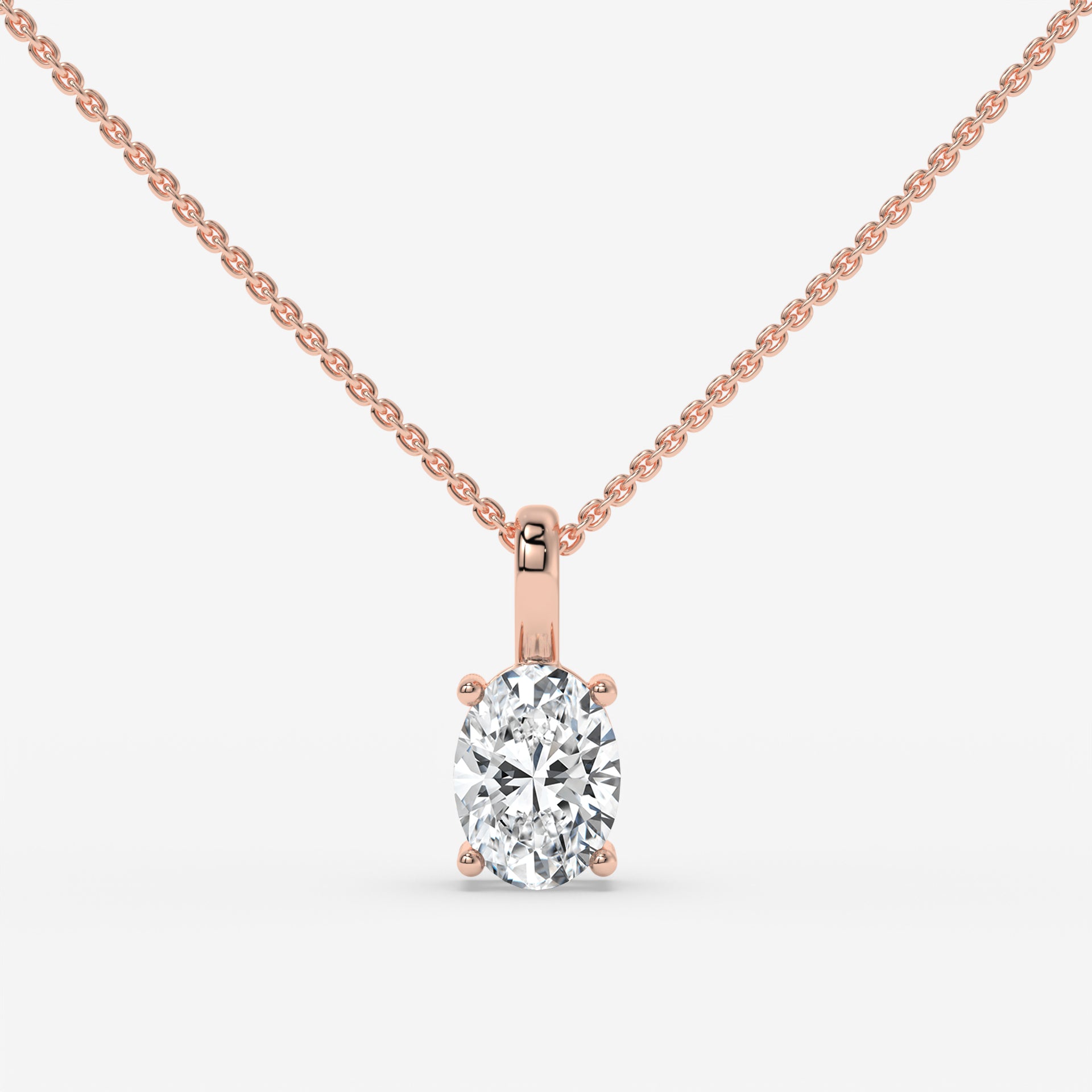 White Gold Oval-Shaped Diamond Solitaire Pendant
