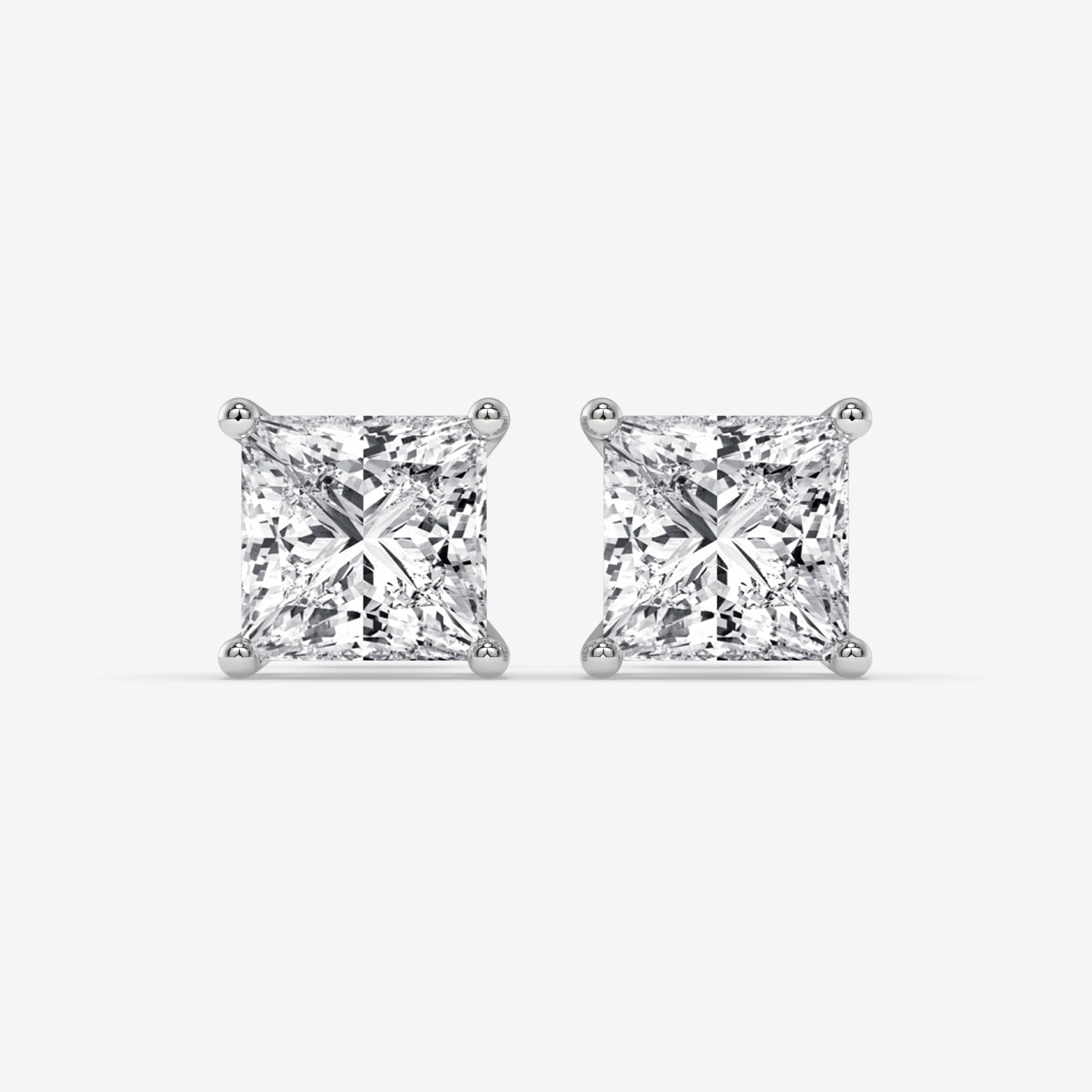 Princess-Cut Diamond Yellow Gold Stud Earrings