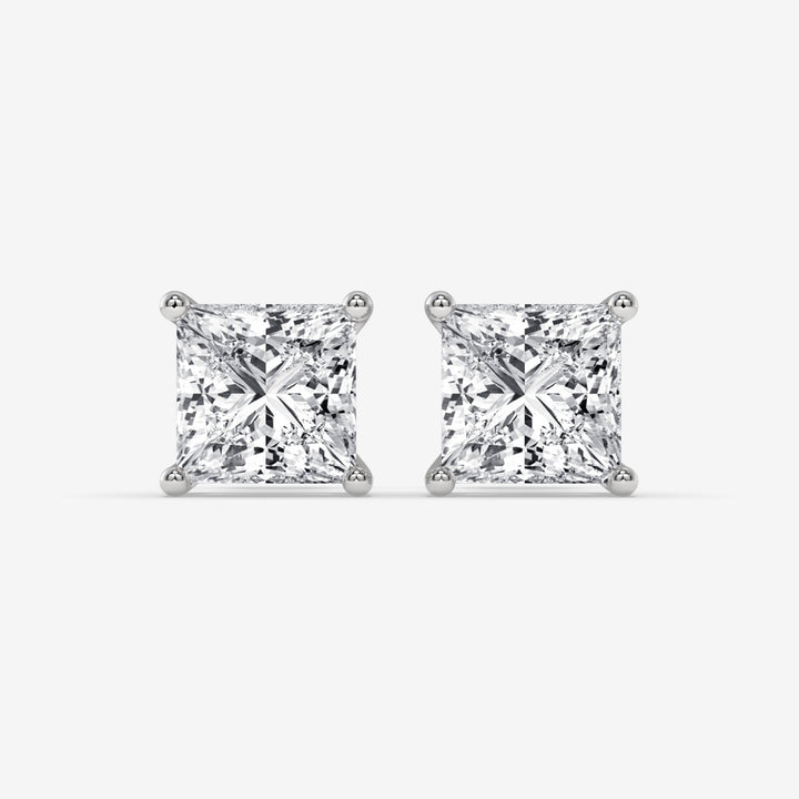 Princess-Cut Diamond White Gold Stud Earrings