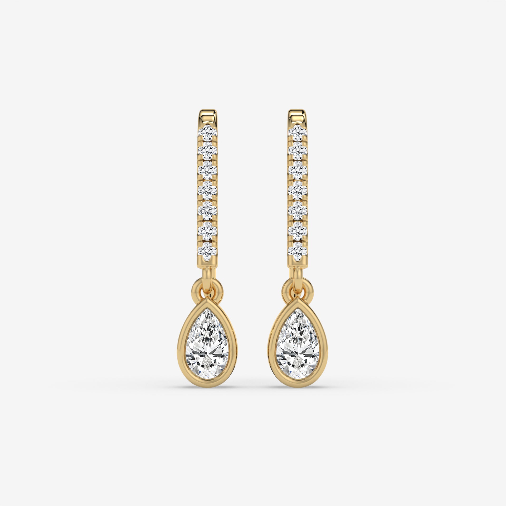0.50 CT Pear-Shaped Diamond Drop White Gold Earrings with 0.08 CT Side Diamonds
