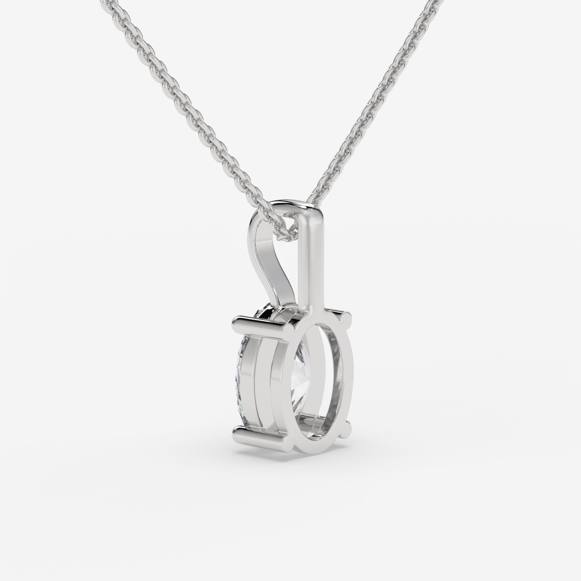 White Gold Oval-Shaped Diamond Solitaire Pendant