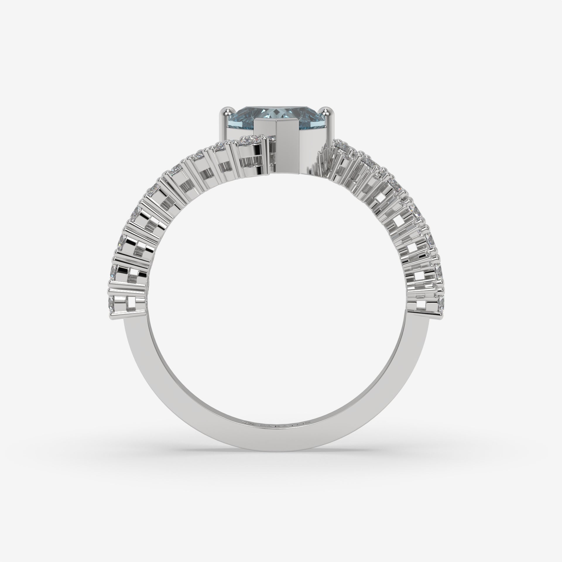 Heart-Shaped Blue Diamond Pendant with Round Accents in White Gold