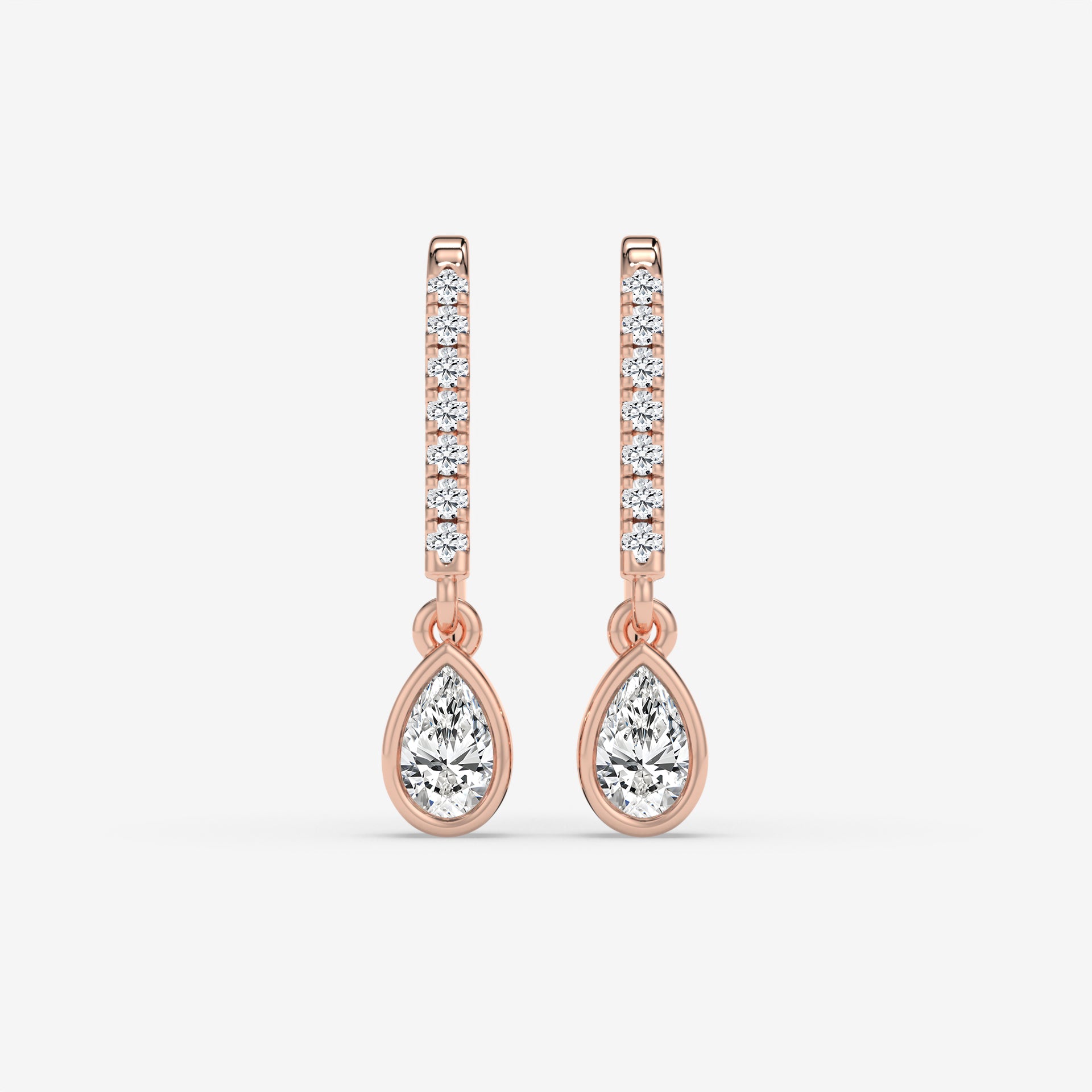 0.50 CT Pear-Shaped Diamond Drop Yellow Gold Earrings with 0.08 CT Side Diamonds