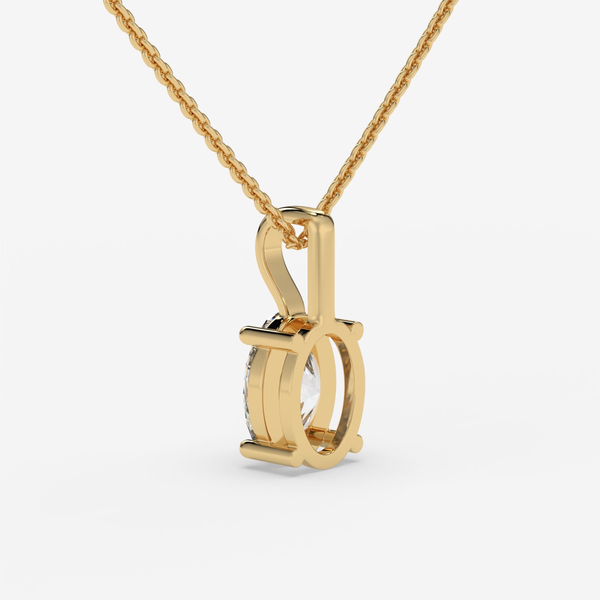 Yellow Gold Oval-Shaped Diamond Solitaire Pendant