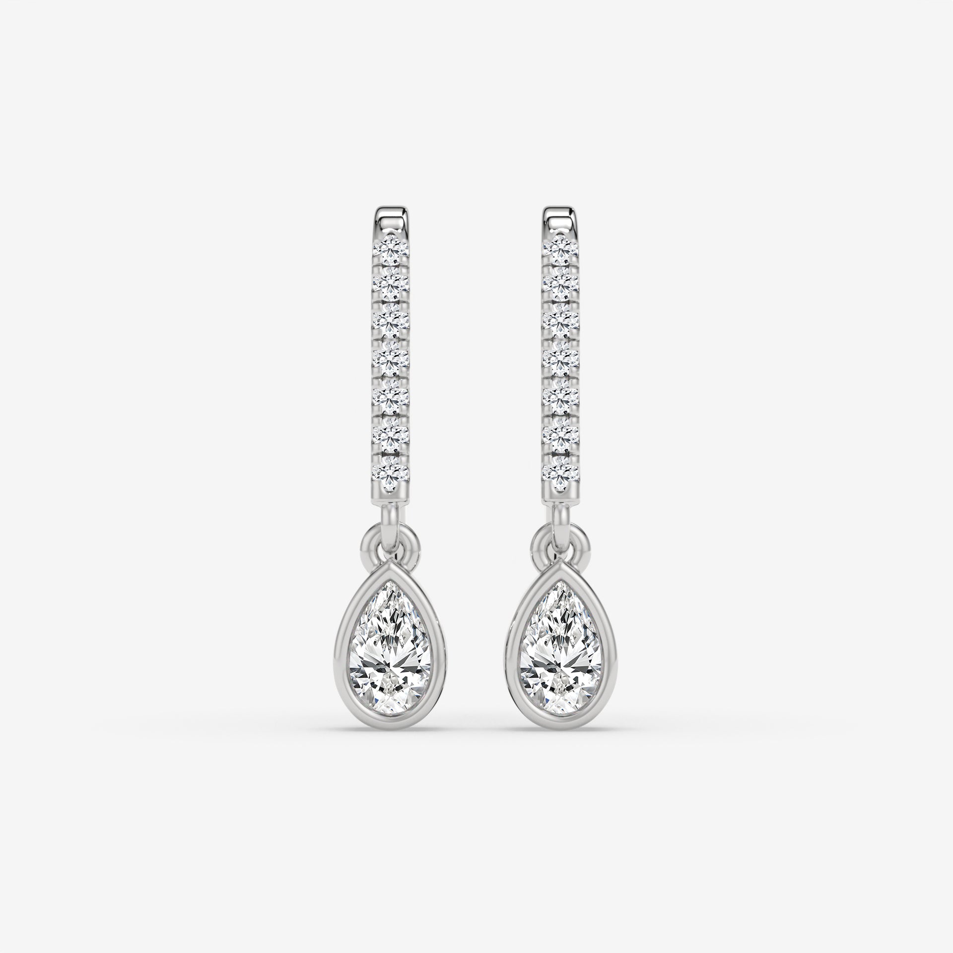 0.50 CT Pear-Shaped Diamond Drop White Gold Earrings with 0.08 CT Side Diamonds