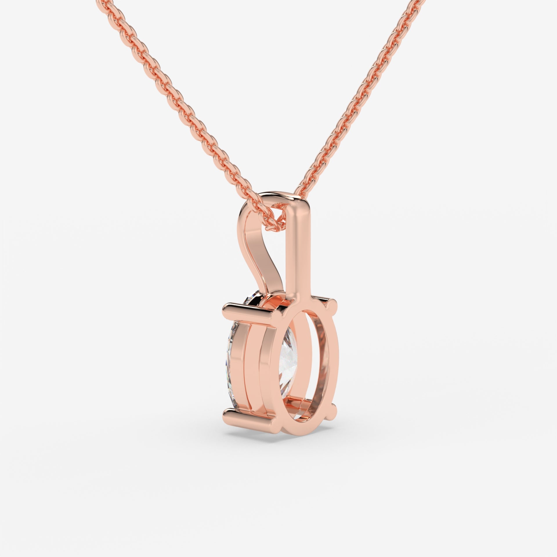 Rose Gold Oval-Shaped Diamond Solitaire Pendant