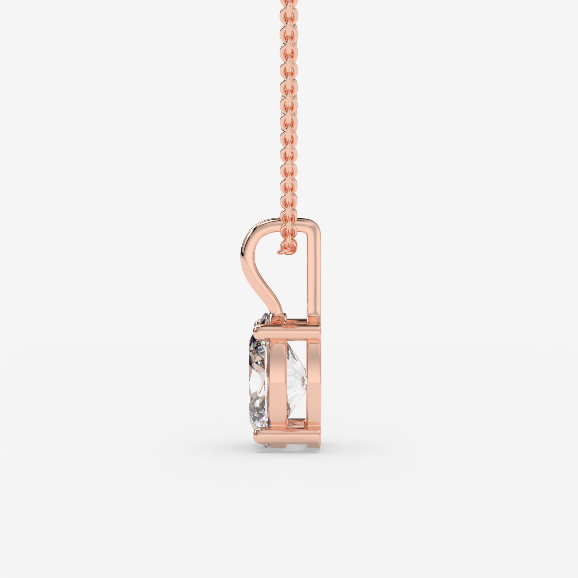 Rose Gold Oval-Shaped Diamond Solitaire Pendant