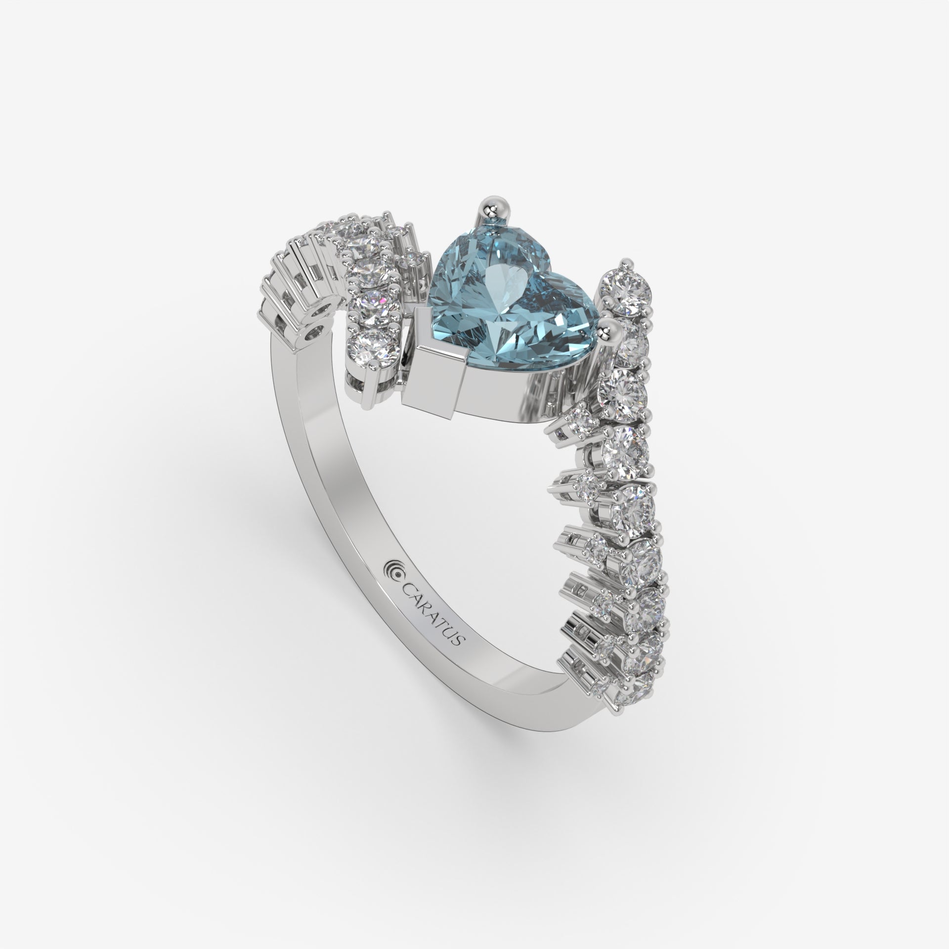 Heart-Shaped Blue Diamond Pendant with Round Accents in White Gold