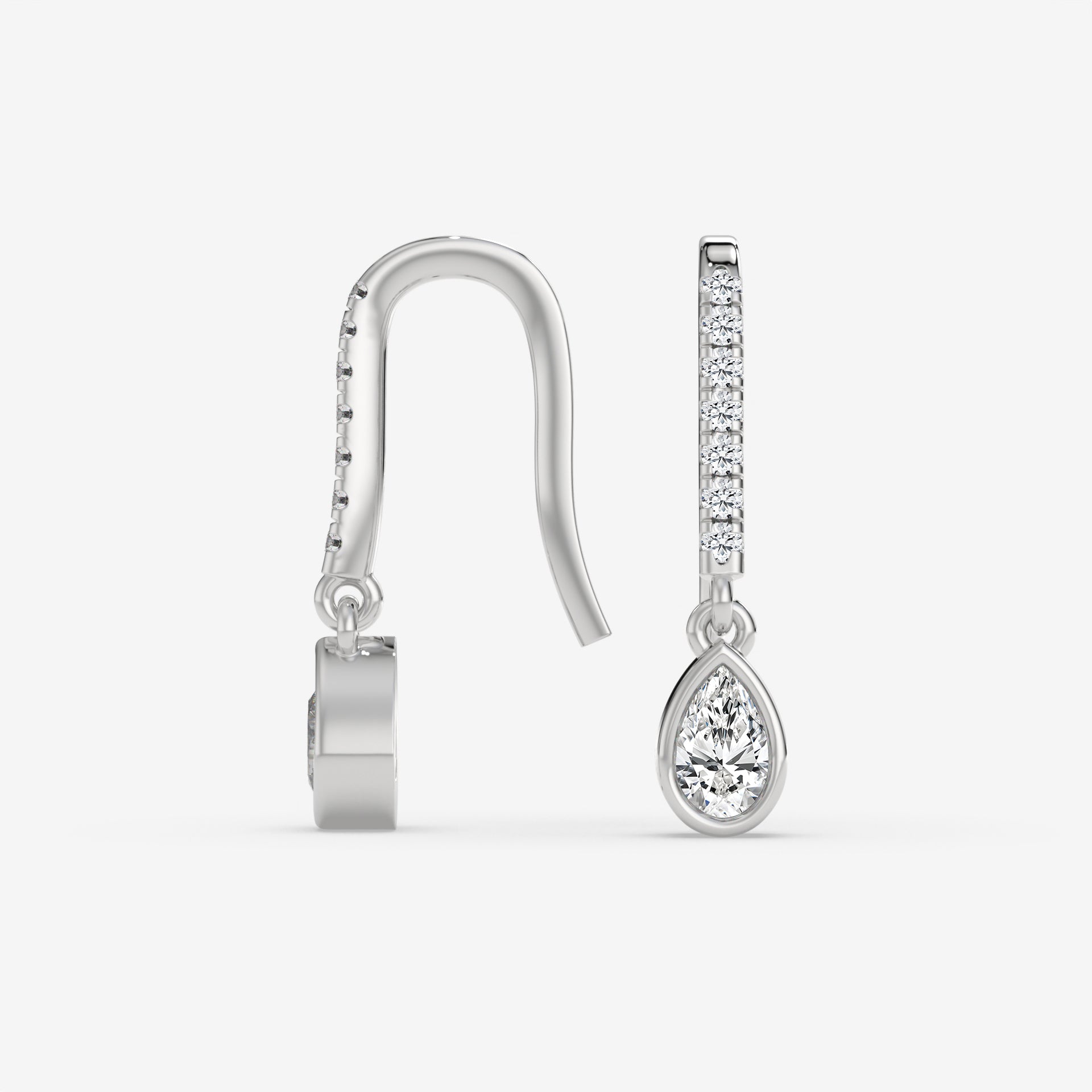 0.50 CT Pear-Shaped Diamond Drop White Gold Earrings with 0.08 CT Side Diamonds